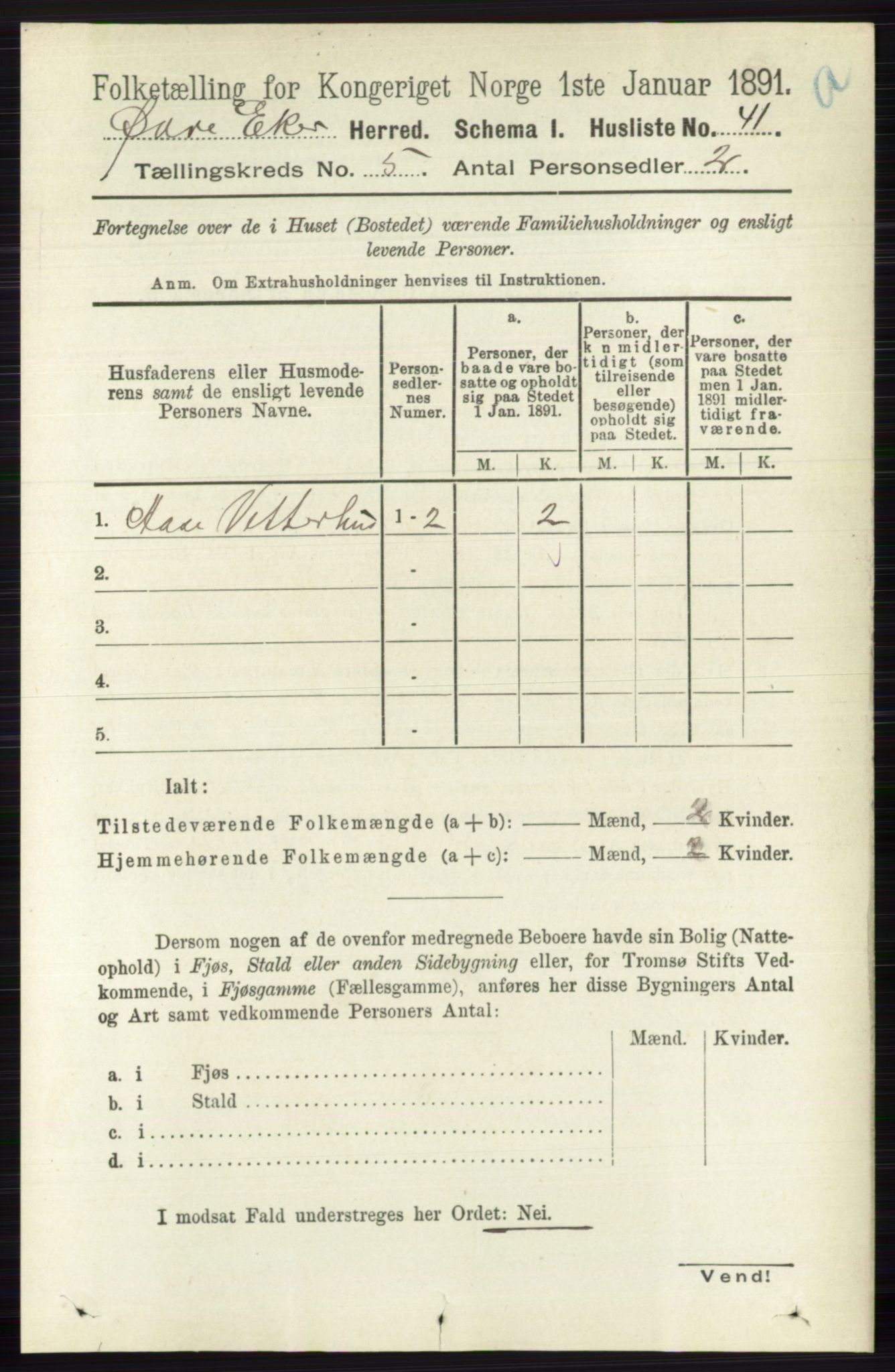 RA, 1891 census for 0624 Øvre Eiker, 1891, p. 1815