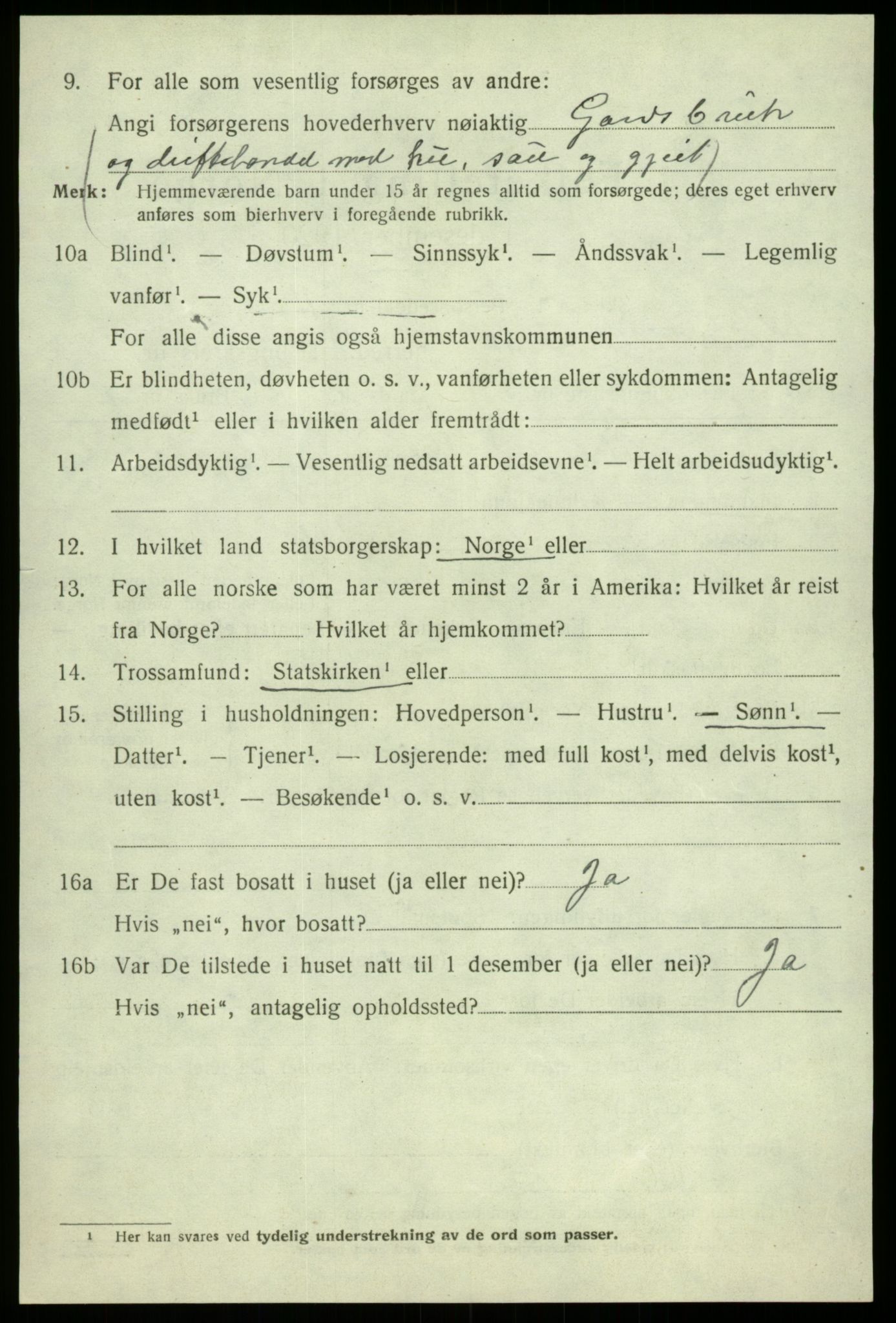 SAB, 1920 census for Kvam, 1920, p. 8160