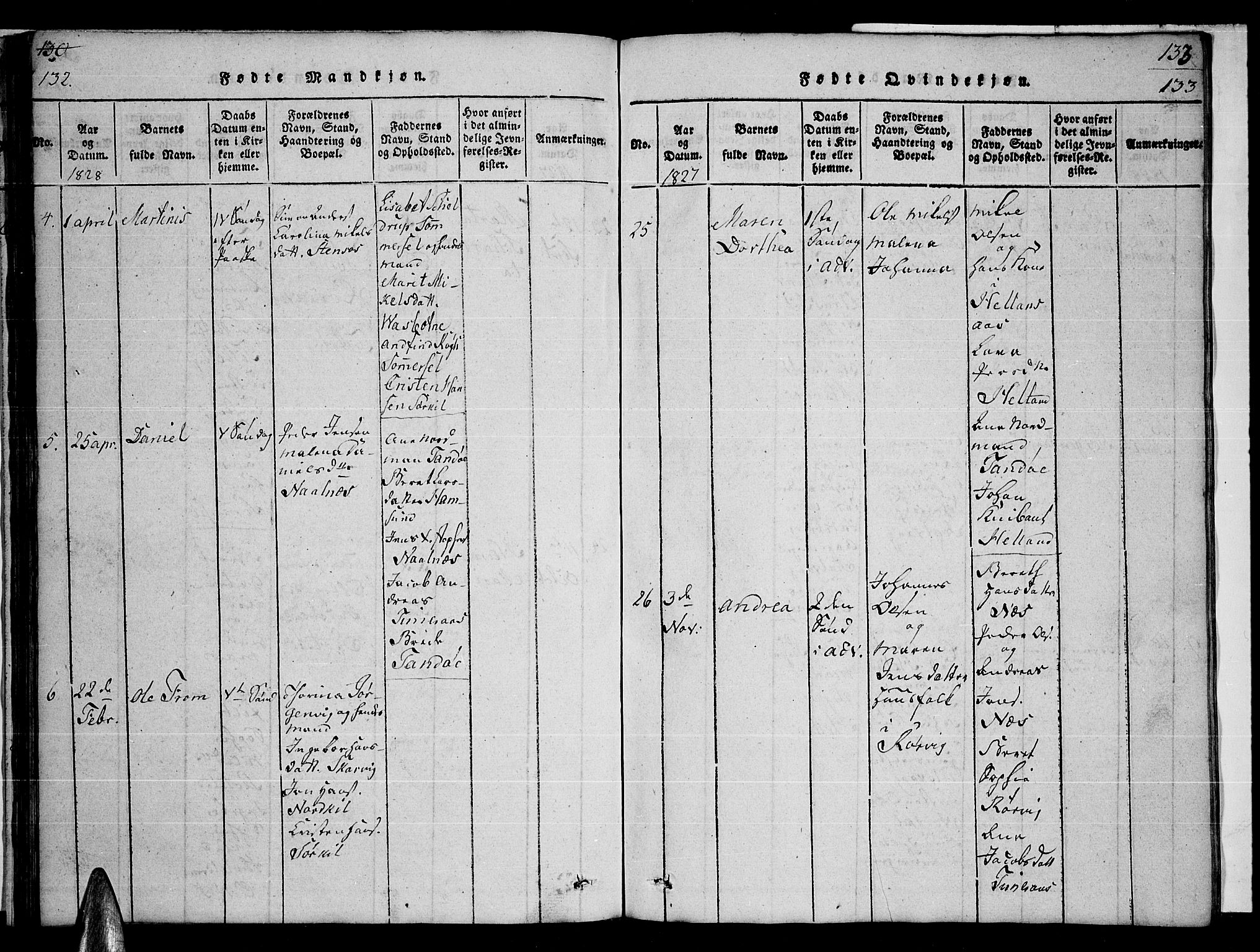 Ministerialprotokoller, klokkerbøker og fødselsregistre - Nordland, AV/SAT-A-1459/859/L0855: Parish register (copy) no. 859C01, 1821-1839, p. 132-133