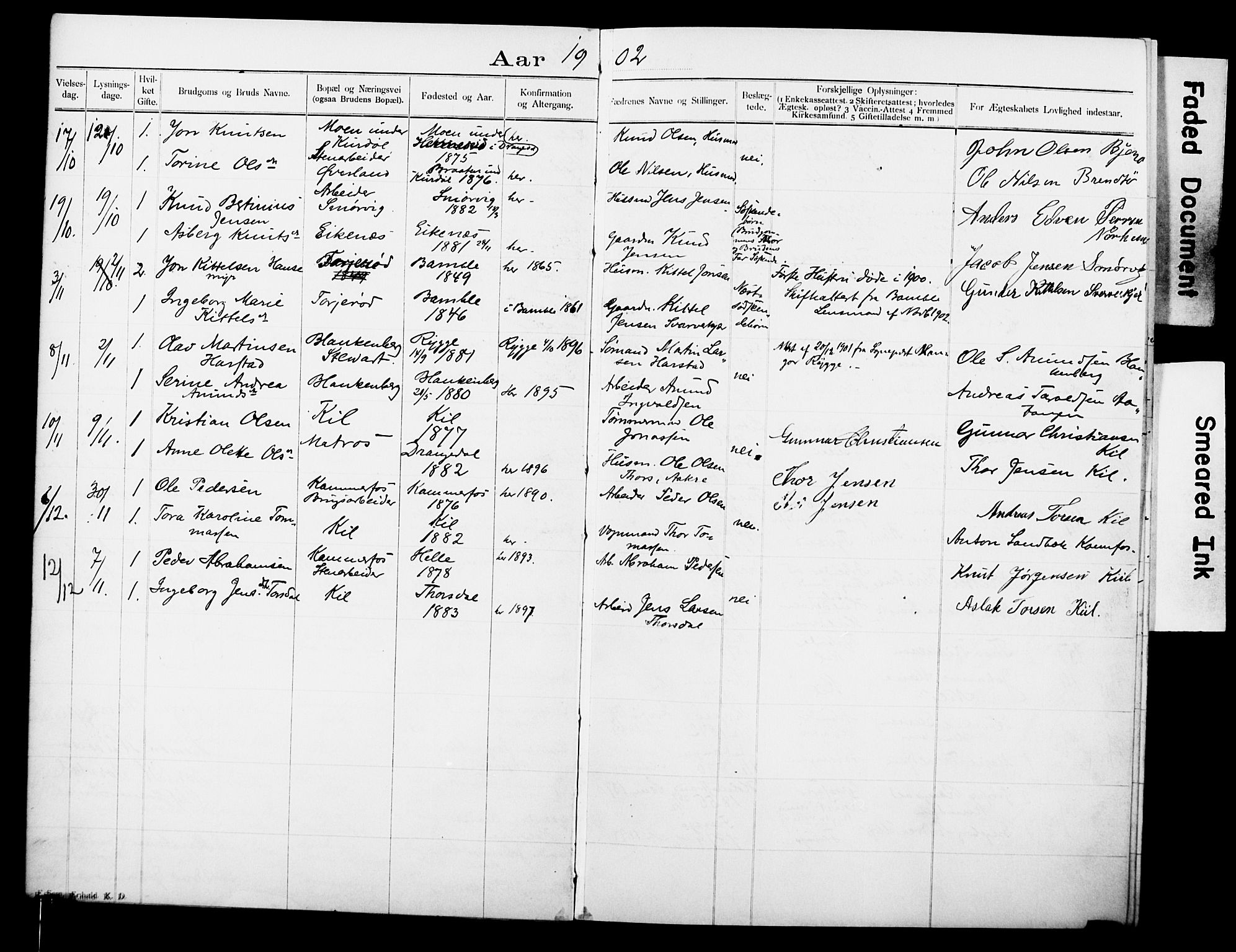 Sannidal kirkebøker, AV/SAKO-A-296/H/Ha/L0001: Banns register no. 1, 1900-1918