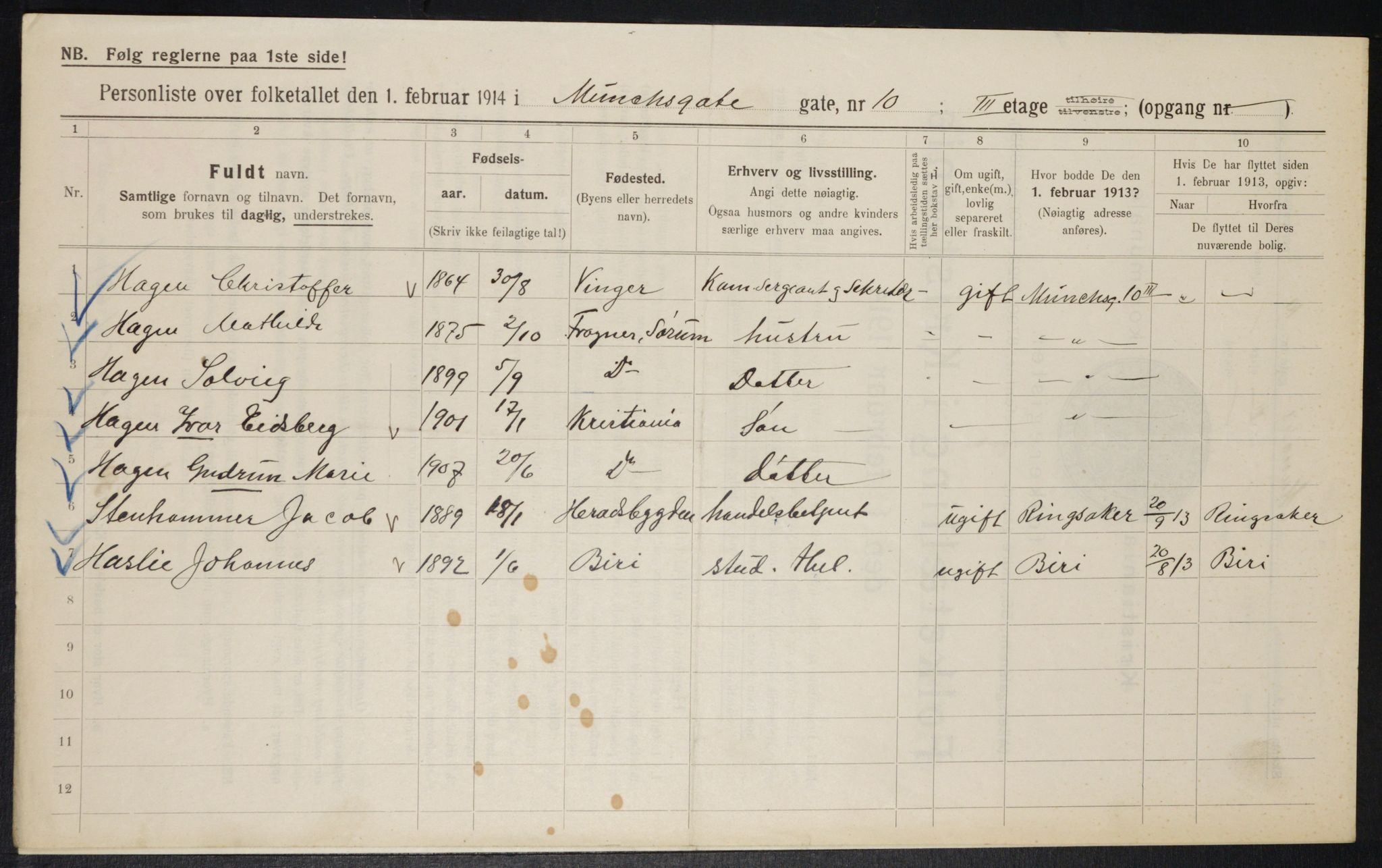 OBA, Municipal Census 1914 for Kristiania, 1914, p. 66676