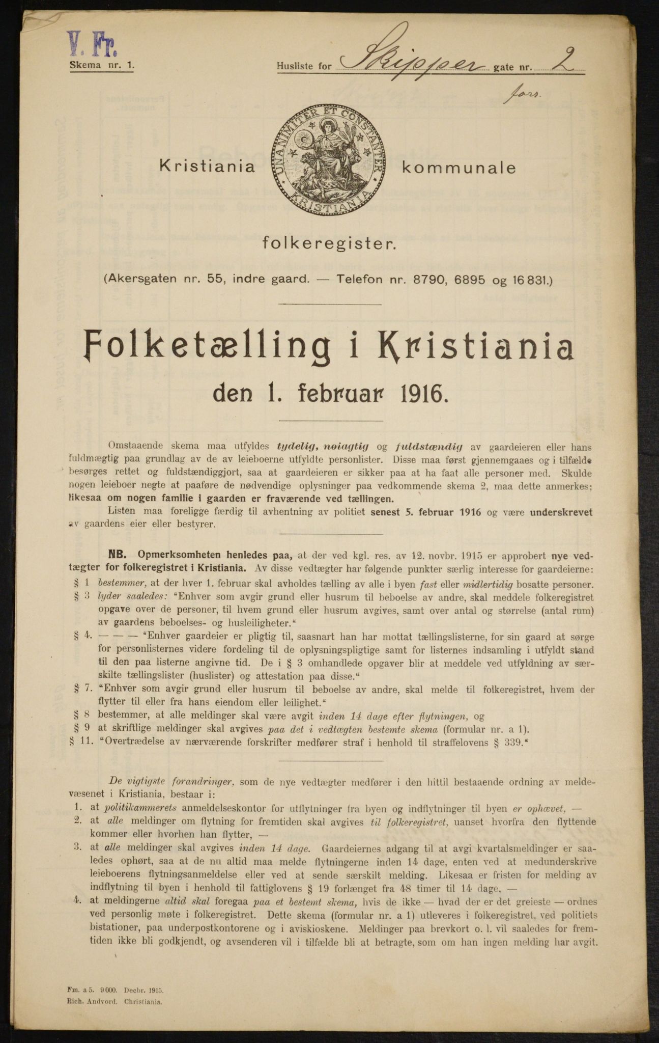 OBA, Municipal Census 1916 for Kristiania, 1916, p. 97907