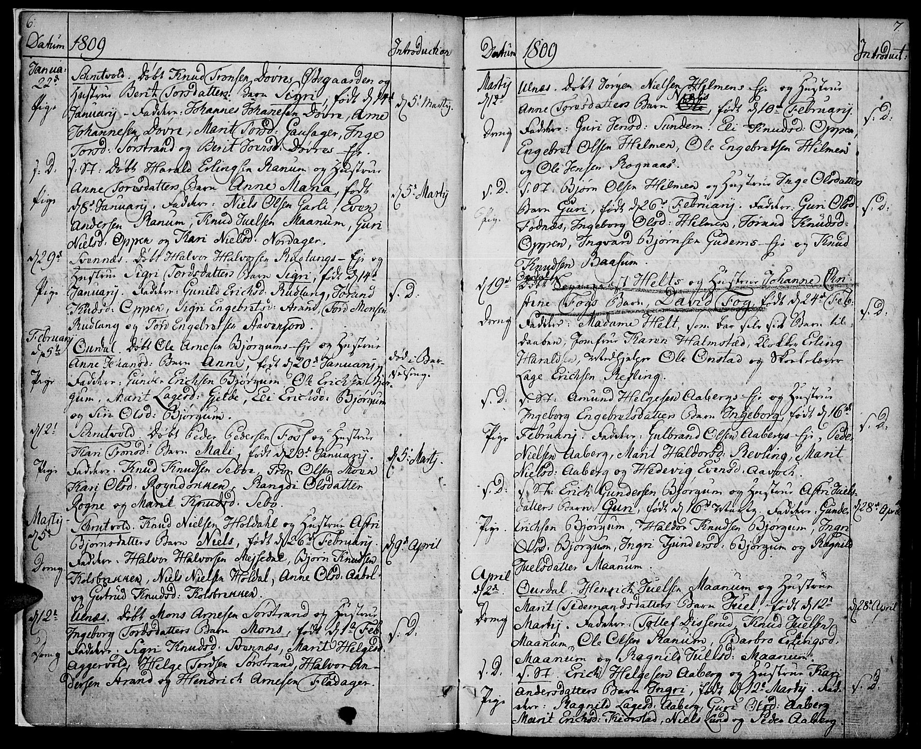 Nord-Aurdal prestekontor, AV/SAH-PREST-132/H/Ha/Haa/L0001: Parish register (official) no. 1, 1808-1815, p. 6-7