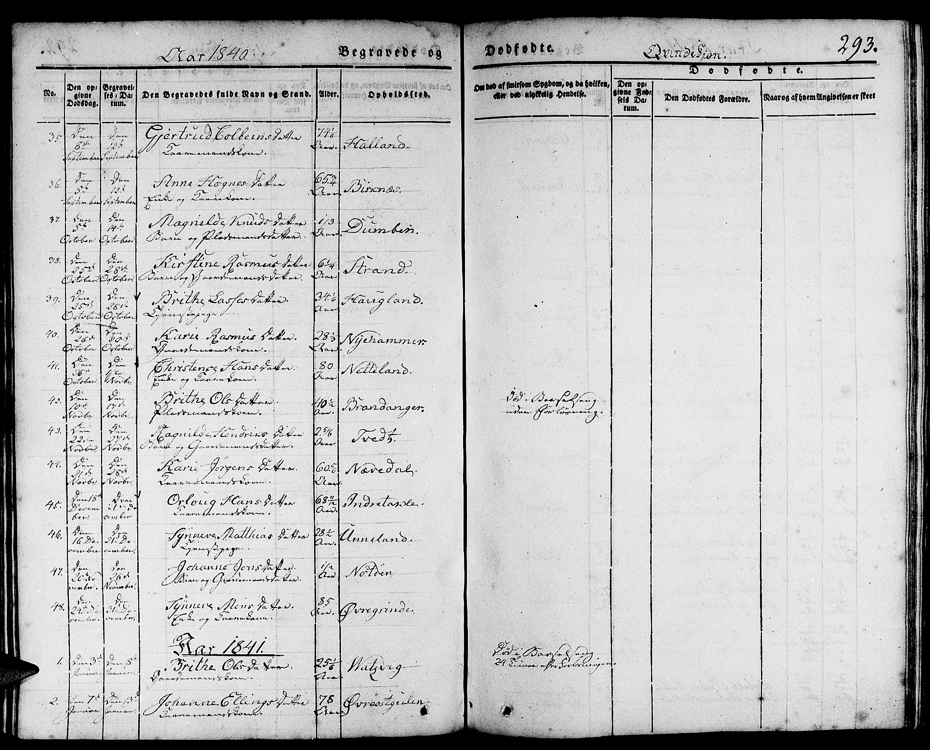 Gulen sokneprestembete, AV/SAB-A-80201/H/Haa/Haaa/L0020: Parish register (official) no. A 20, 1837-1847, p. 293