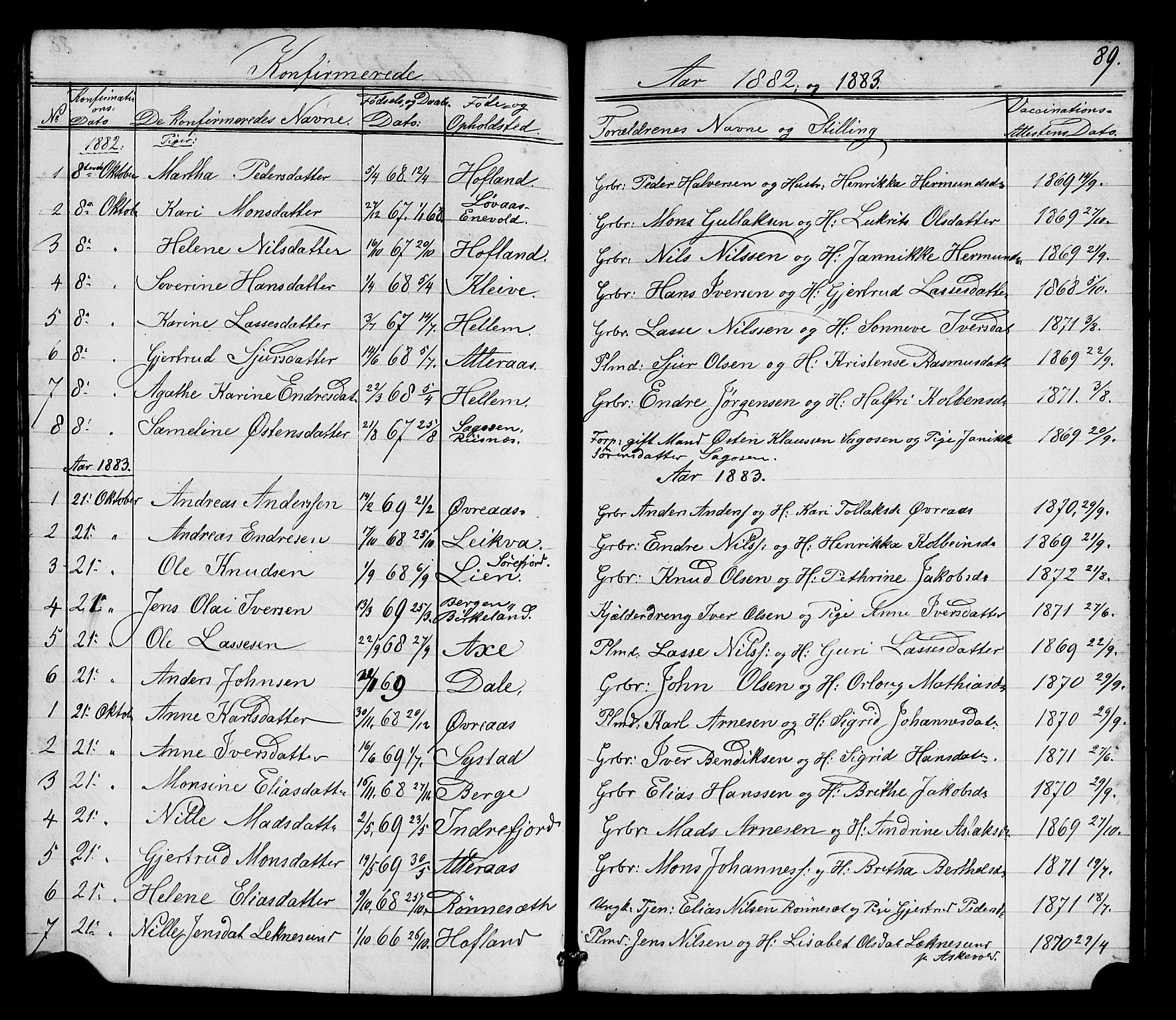 Hyllestad sokneprestembete, SAB/A-80401: Parish register (copy) no. A 2, 1876-1906, p. 89