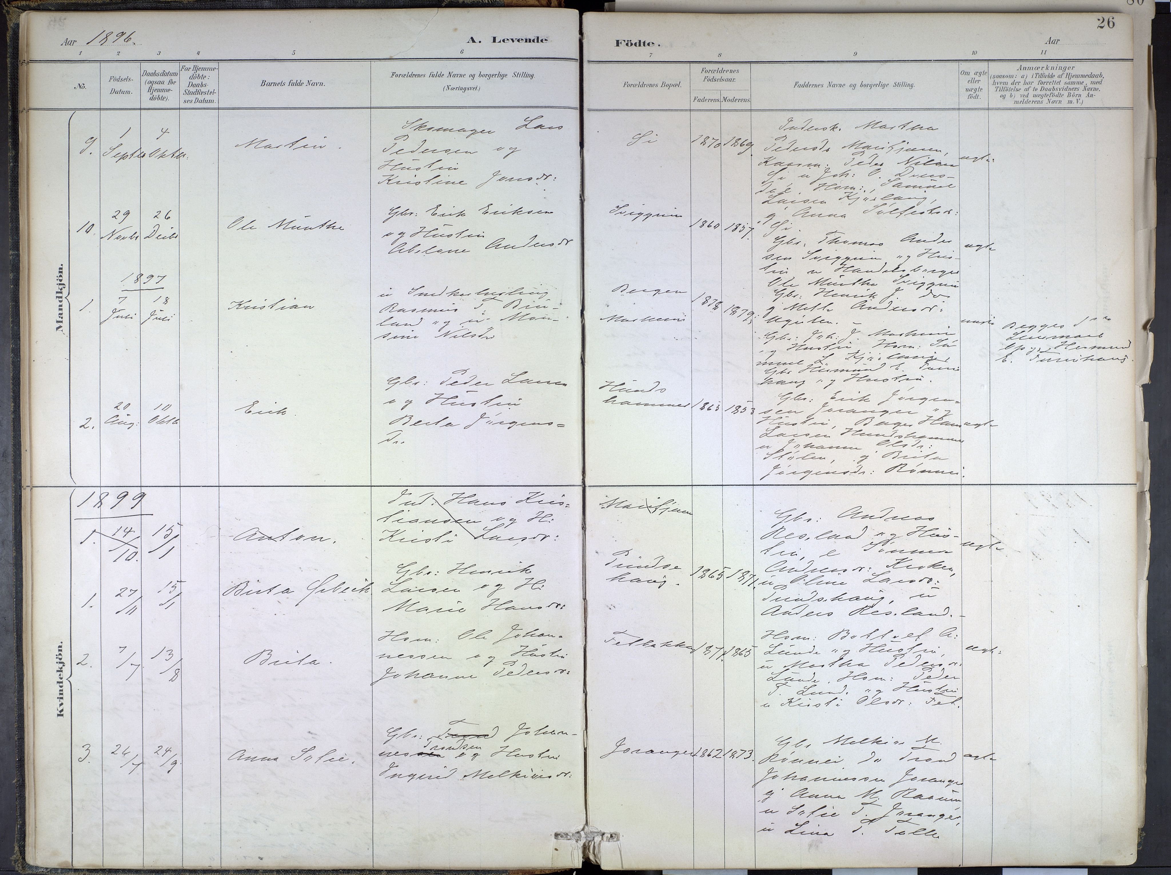 Hafslo sokneprestembete, SAB/A-80301/H/Haa/Haae/L0001: Parish register (official) no. E 1, 1886-1934, p. 26