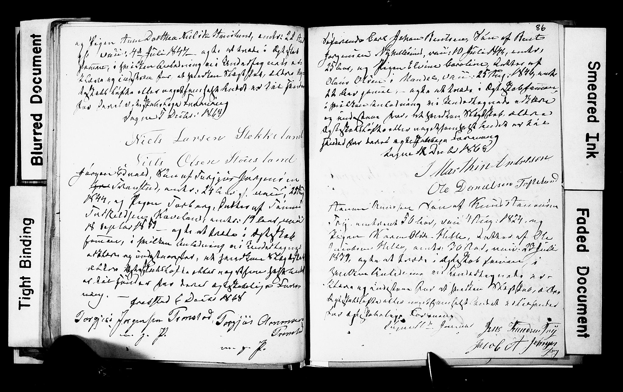 Søgne sokneprestkontor, SAK/1111-0037/F/Fe/L0001: Banns register no. A III 1, 1853-1870, p. 86