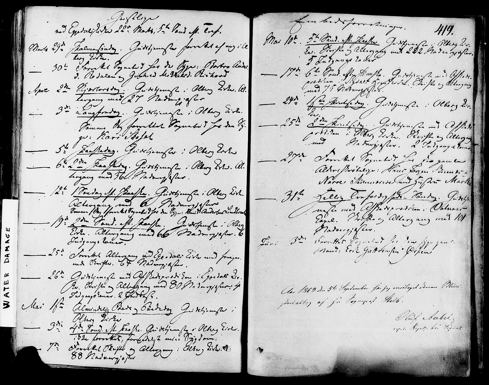 Krødsherad kirkebøker, AV/SAKO-A-19/F/Fa/L0003: Parish register (official) no. 3, 1851-1872, p. 419