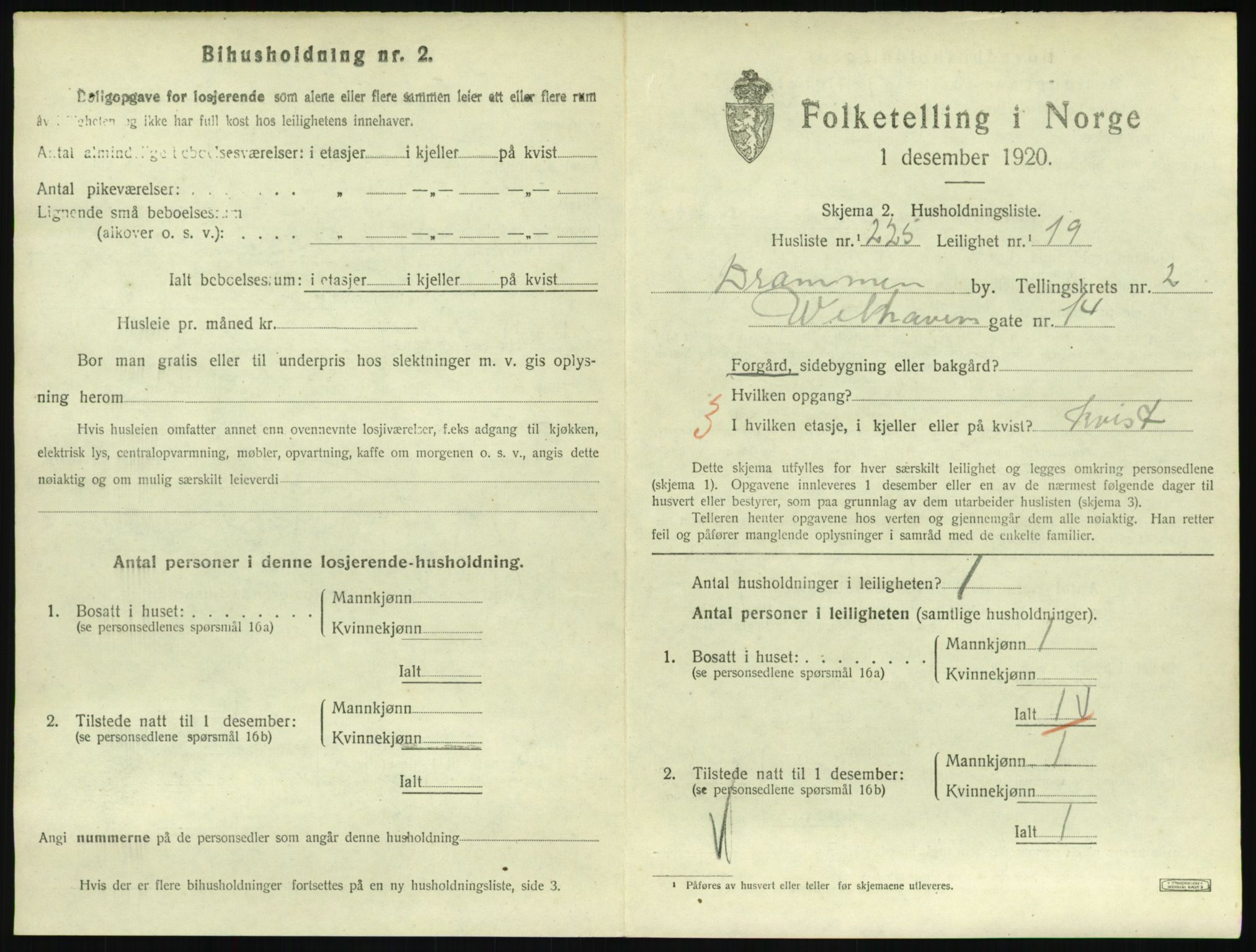 SAKO, 1920 census for Drammen, 1920, p. 8365