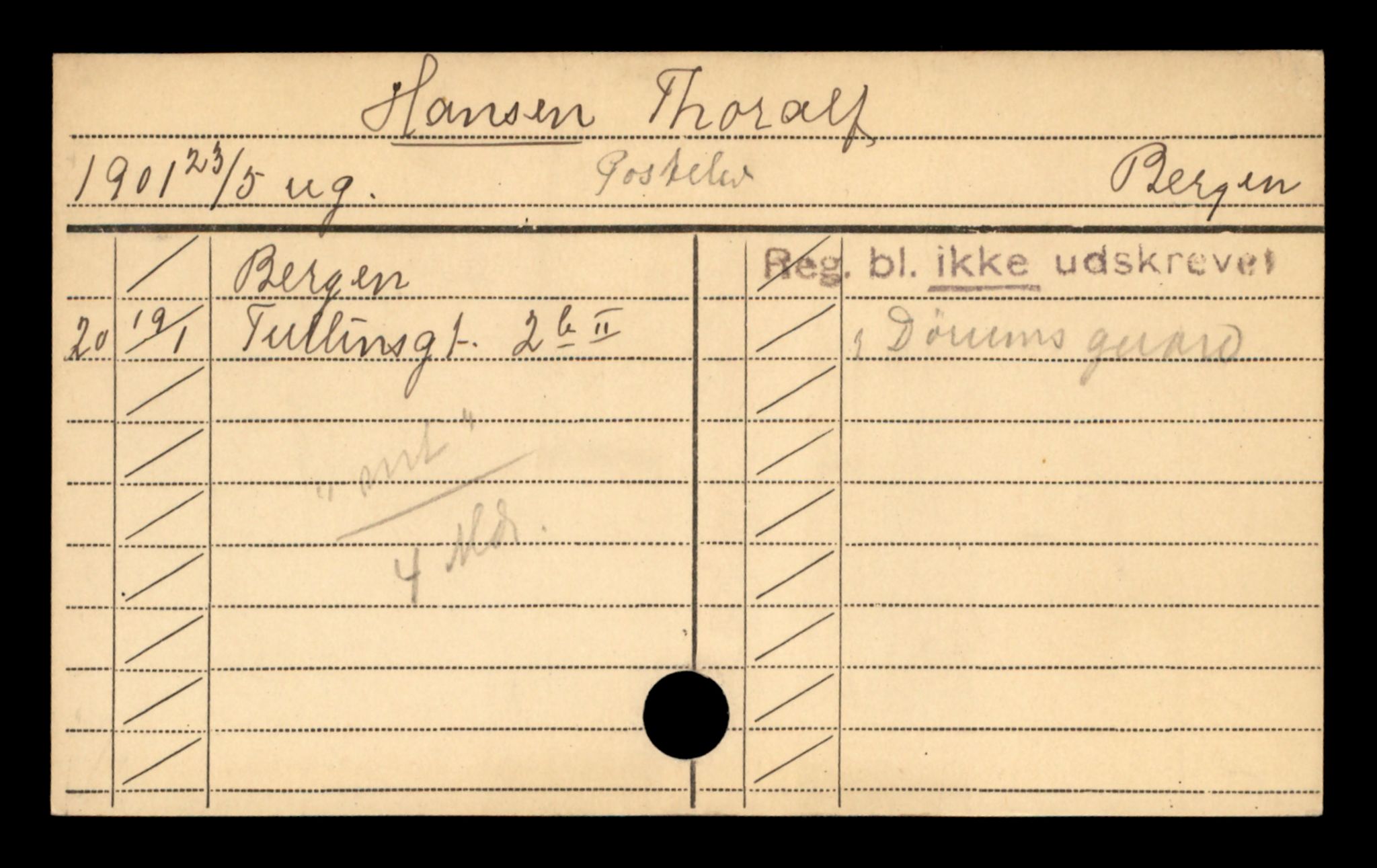 Oslo folkeregister, Registerkort, AV/SAO-A-11715/D/Da/L0032: Menn: Hansen Thoralf - Haugen Ole, 1906-1919