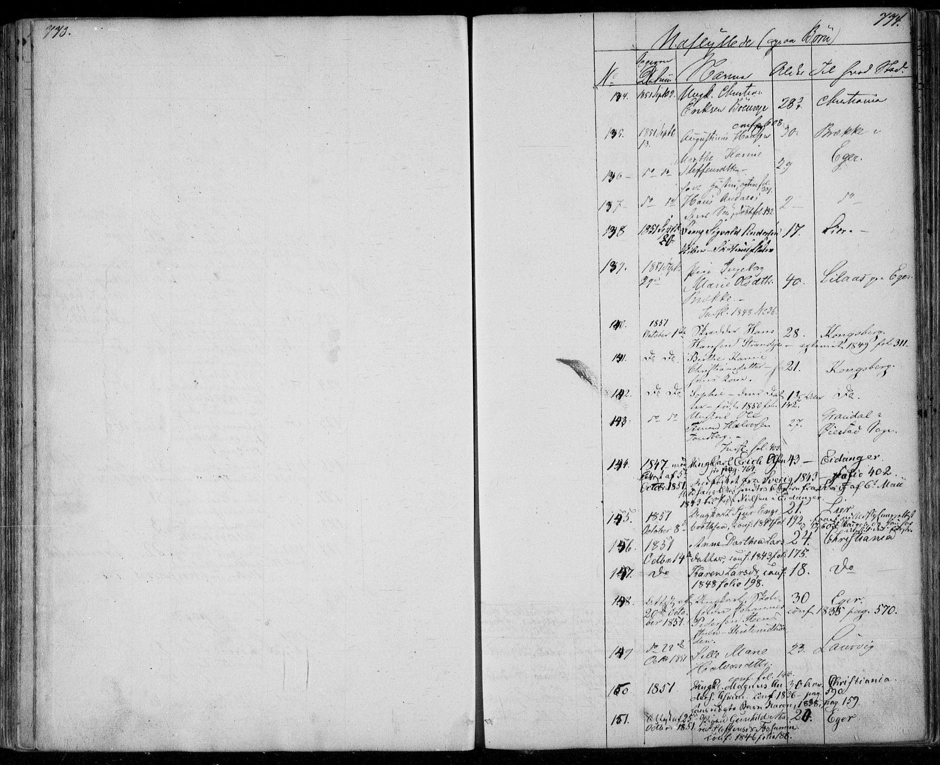 Modum kirkebøker, SAKO/A-234/F/Fa/L0008: Parish register (official) no. 8, 1851-1859, p. 773-774