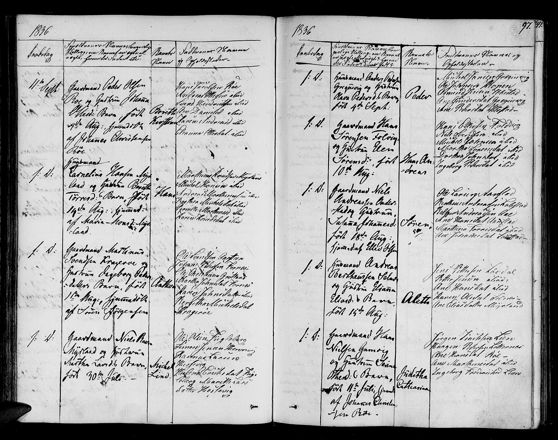 Ibestad sokneprestembete, SATØ/S-0077/H/Ha/Haa/L0005kirke: Parish register (official) no. 5, 1825-1836, p. 97
