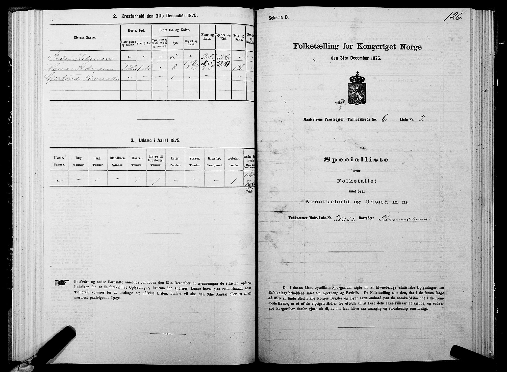 SATØ, 1875 census for 1924P Målselv, 1875, p. 3126