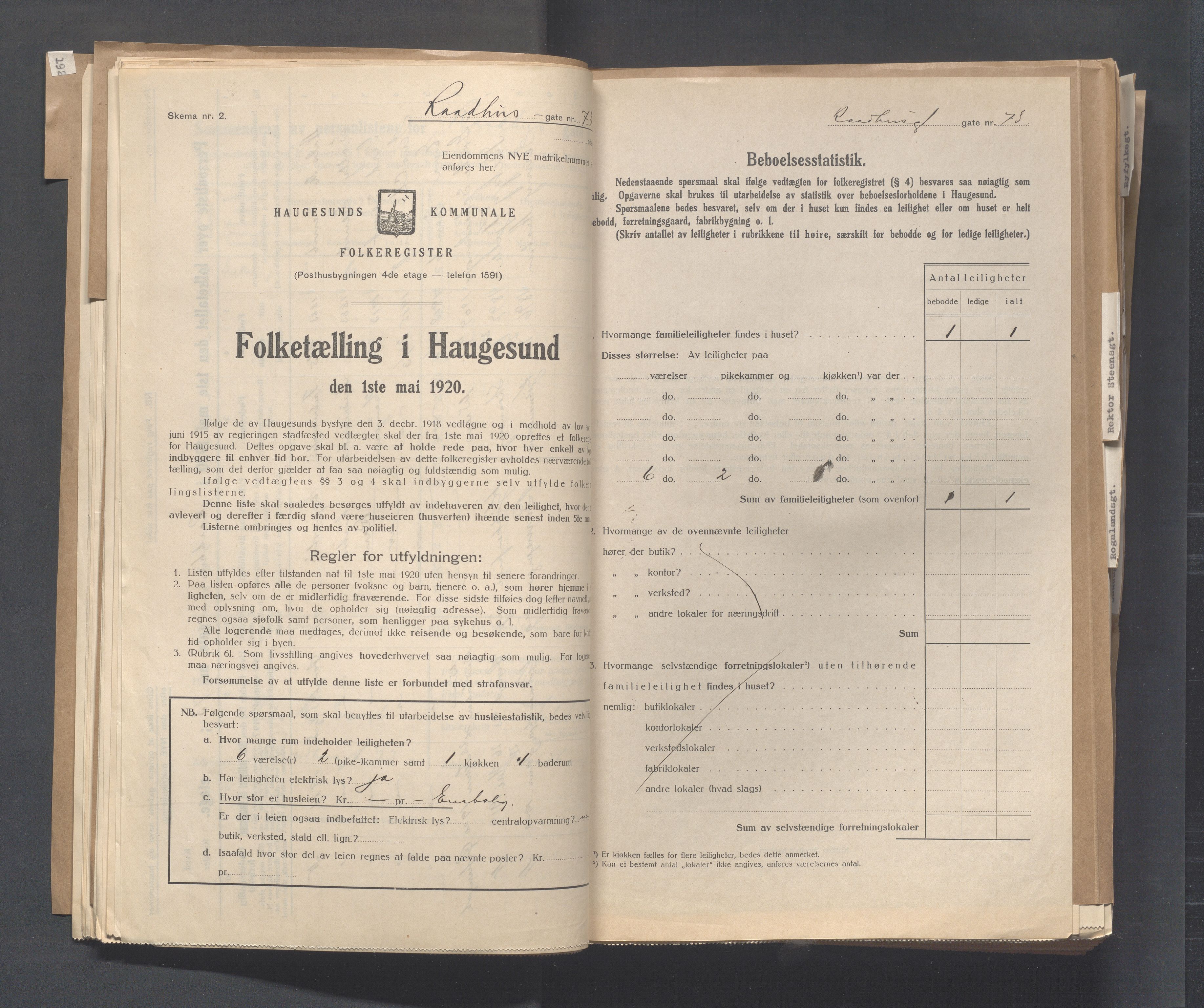 IKAR, Local census 1.5.1920 for Haugesund, 1920, p. 3076