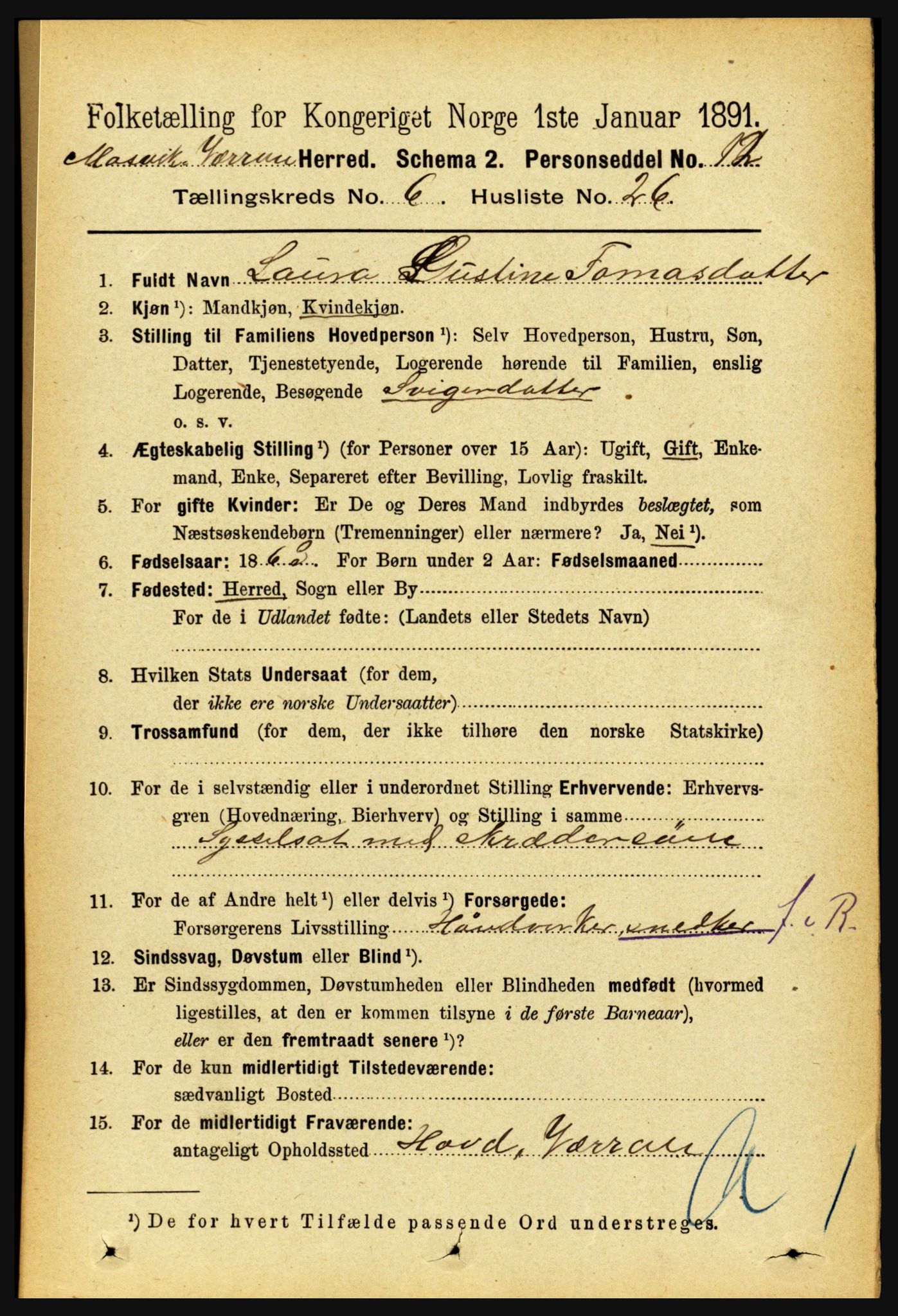 RA, 1891 census for 1723 Mosvik og Verran, 1891, p. 2661