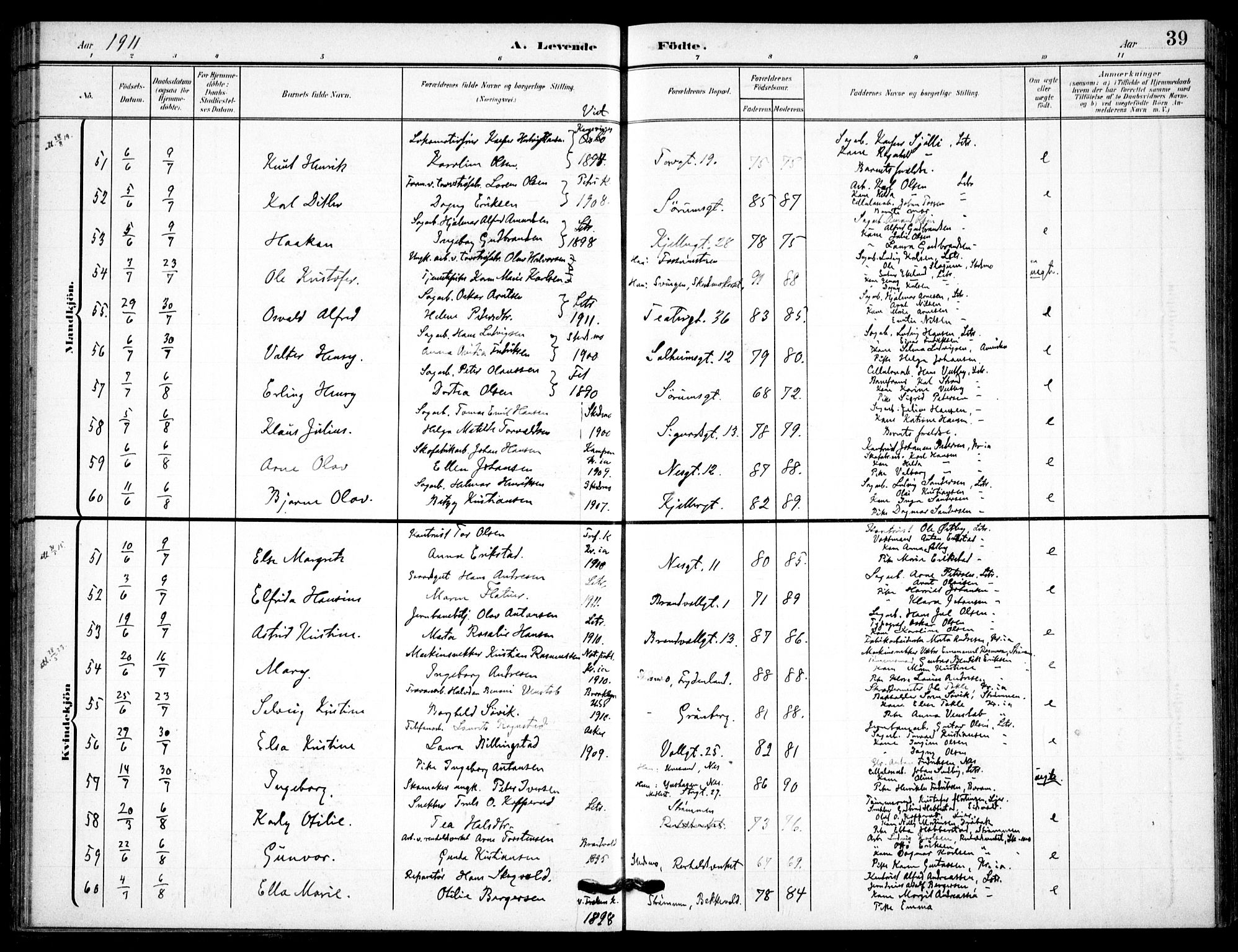 Skedsmo prestekontor Kirkebøker, SAO/A-10033a/F/Fc/L0001: Parish register (official) no. III 1, 1908-1916, p. 39