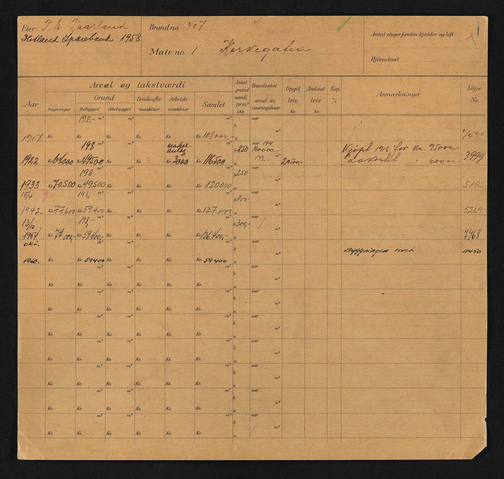 Stavanger kommune. Skattetakstvesenet, BYST/A-0440/F/Fa/Faa/L0024/0008: Skattetakstkort / Kirkegata 1 - 22