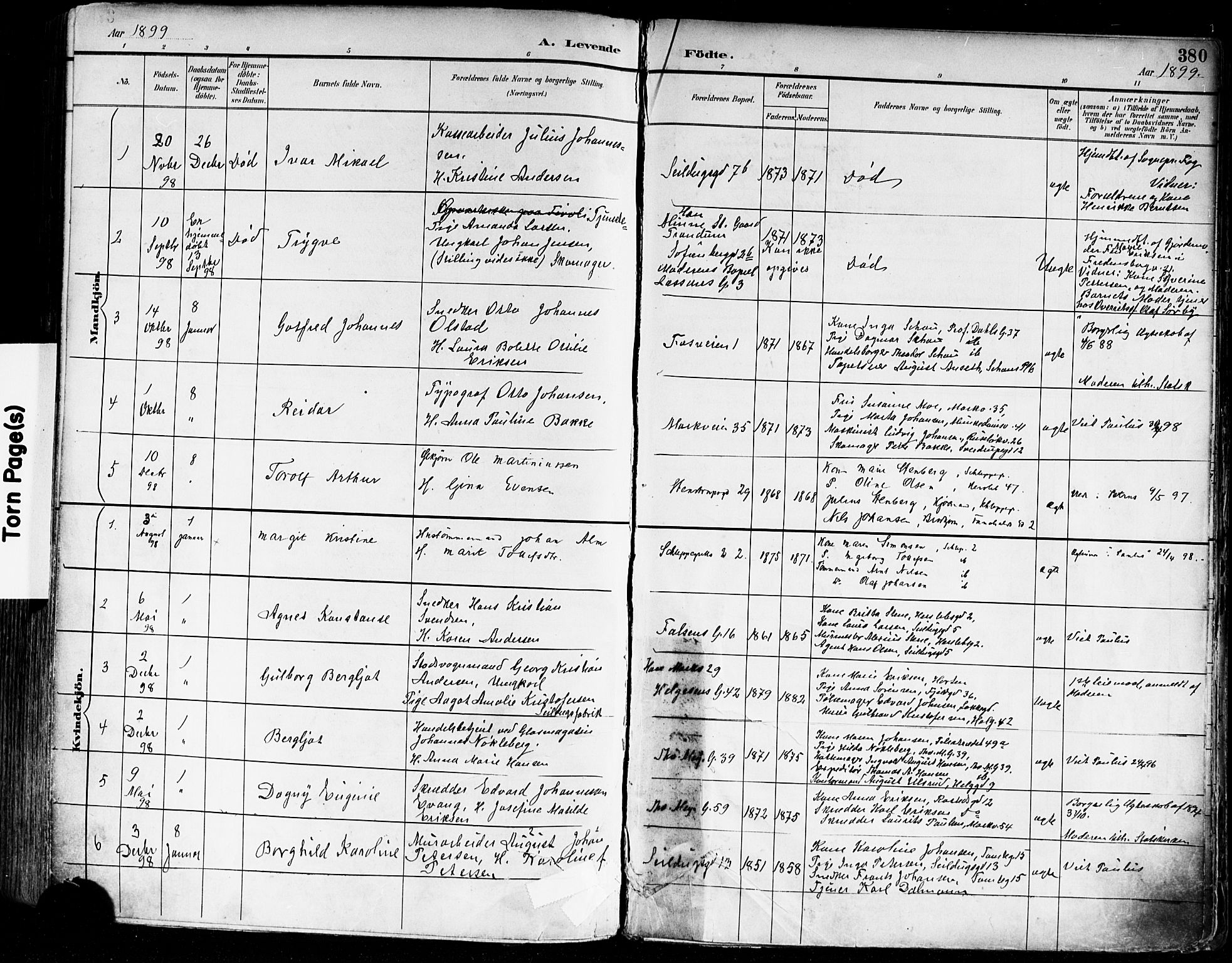 Paulus prestekontor Kirkebøker, AV/SAO-A-10871/F/Fa/L0014: Parish register (official) no. 14, 1894-1902, p. 380