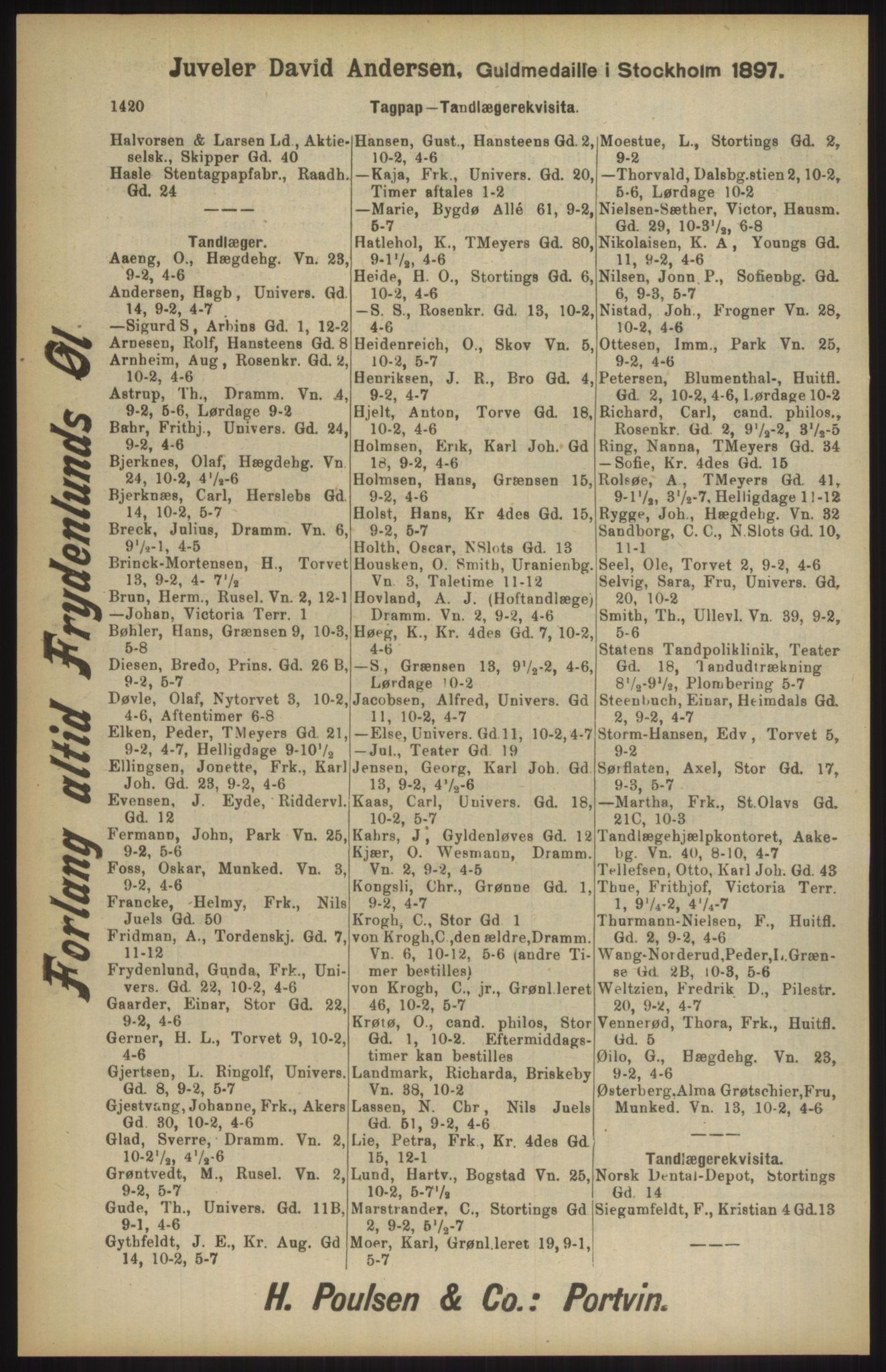 Kristiania/Oslo adressebok, PUBL/-, 1904, p. 1420