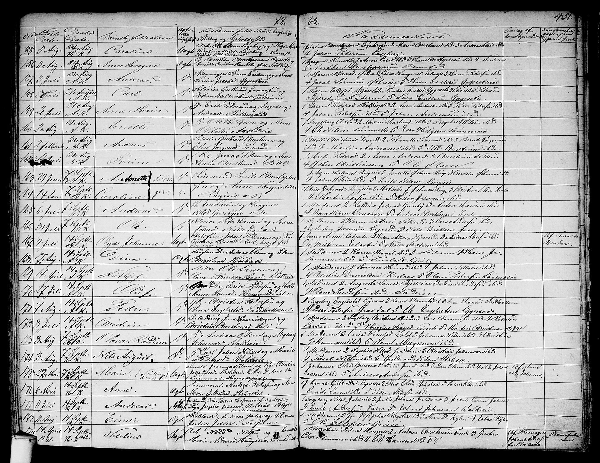 Asker prestekontor Kirkebøker, SAO/A-10256a/F/Fa/L0007: Parish register (official) no. I 7, 1825-1864, p. 451