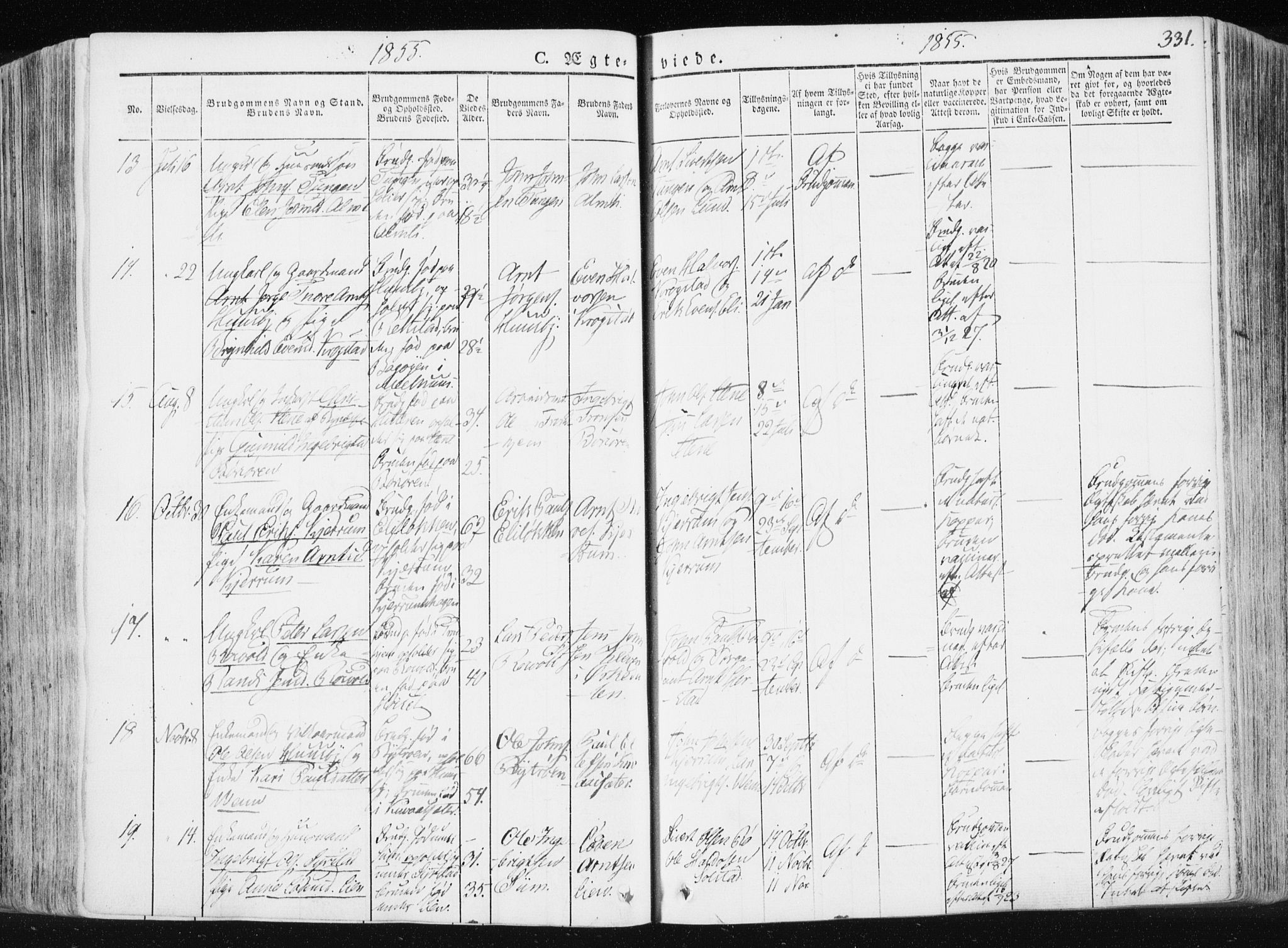 Ministerialprotokoller, klokkerbøker og fødselsregistre - Sør-Trøndelag, SAT/A-1456/665/L0771: Parish register (official) no. 665A06, 1830-1856, p. 331