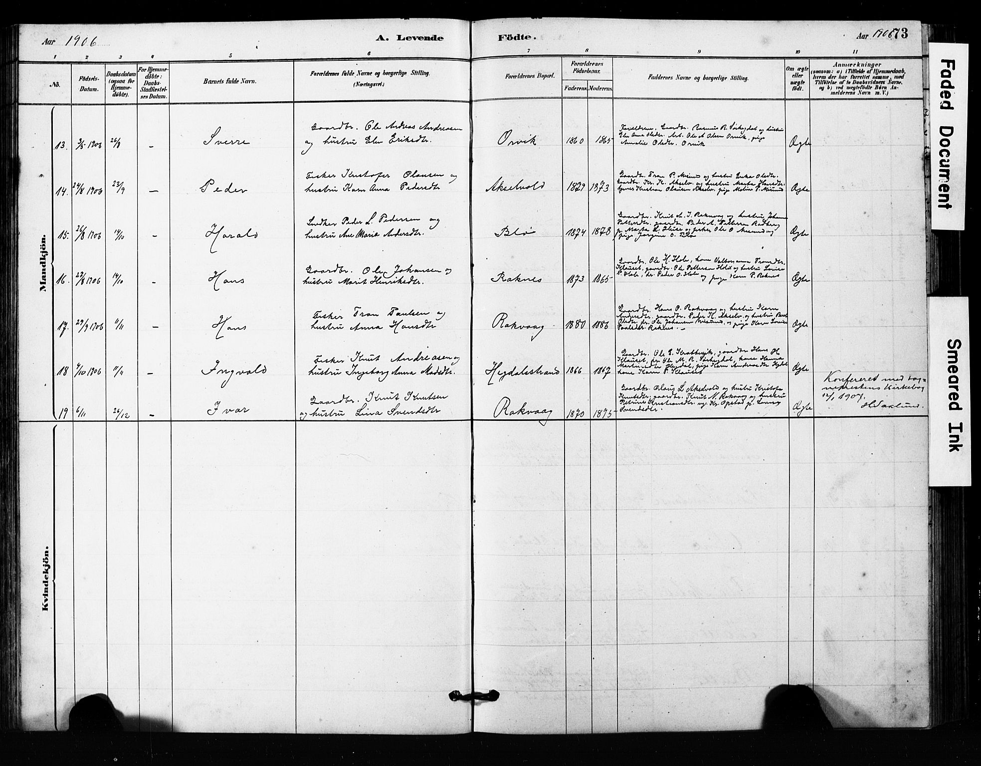 Ministerialprotokoller, klokkerbøker og fødselsregistre - Møre og Romsdal, AV/SAT-A-1454/563/L0737: Parish register (copy) no. 563C01, 1878-1916, p. 73