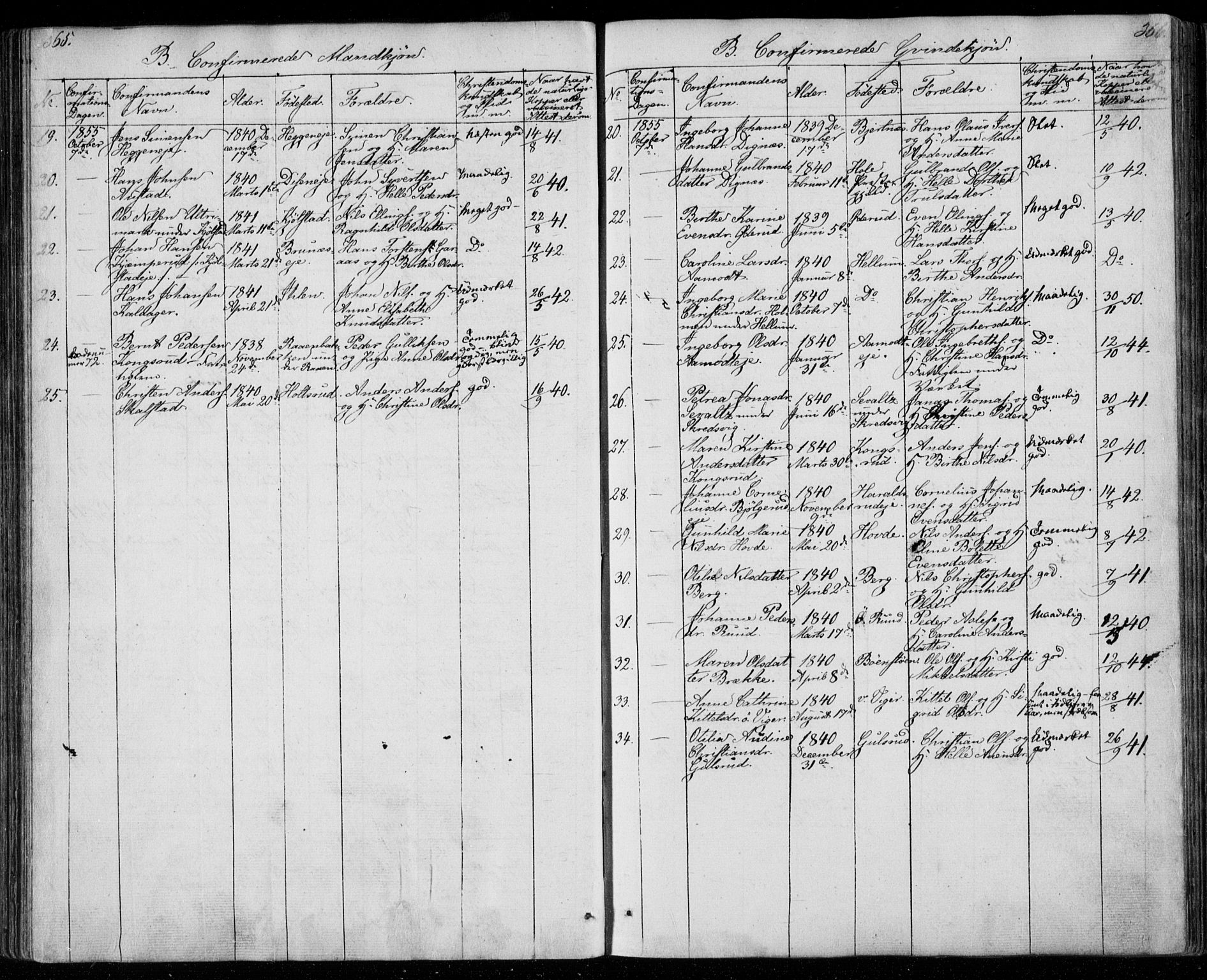 Modum kirkebøker, AV/SAKO-A-234/F/Fa/L0008: Parish register (official) no. 8, 1851-1859, p. 365-366