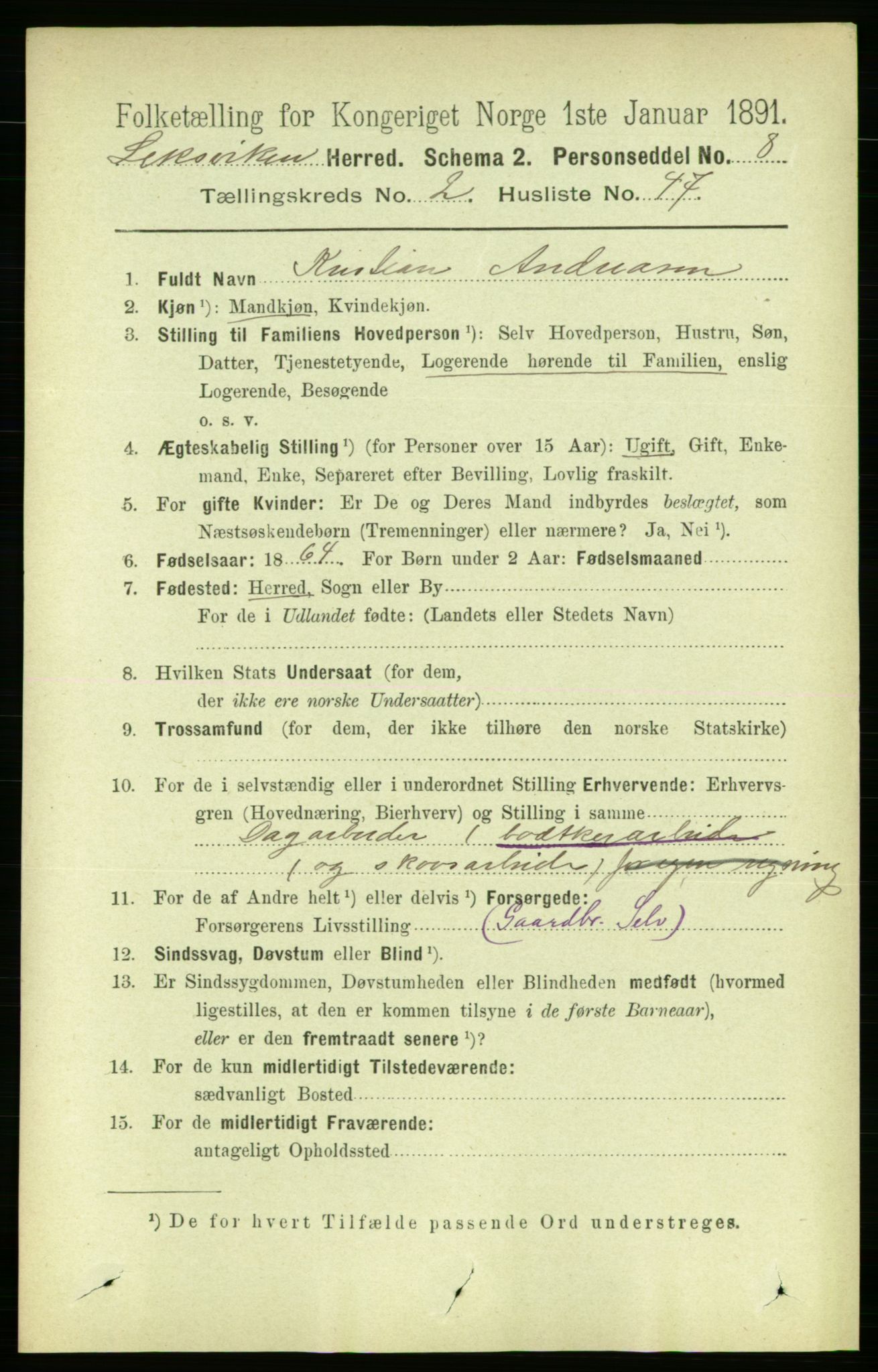 RA, 1891 census for 1718 Leksvik, 1891, p. 927