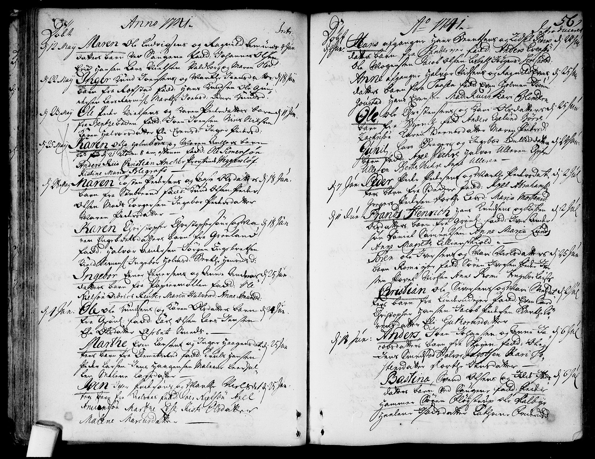 Aker prestekontor kirkebøker, AV/SAO-A-10861/F/L0007: Parish register (official) no. 7, 1734-1748, p. 56