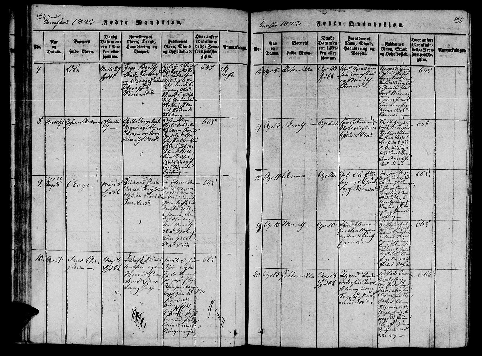 Ministerialprotokoller, klokkerbøker og fødselsregistre - Møre og Romsdal, AV/SAT-A-1454/568/L0800: Parish register (official) no. 568A09 /3, 1820-1830, p. 134-135