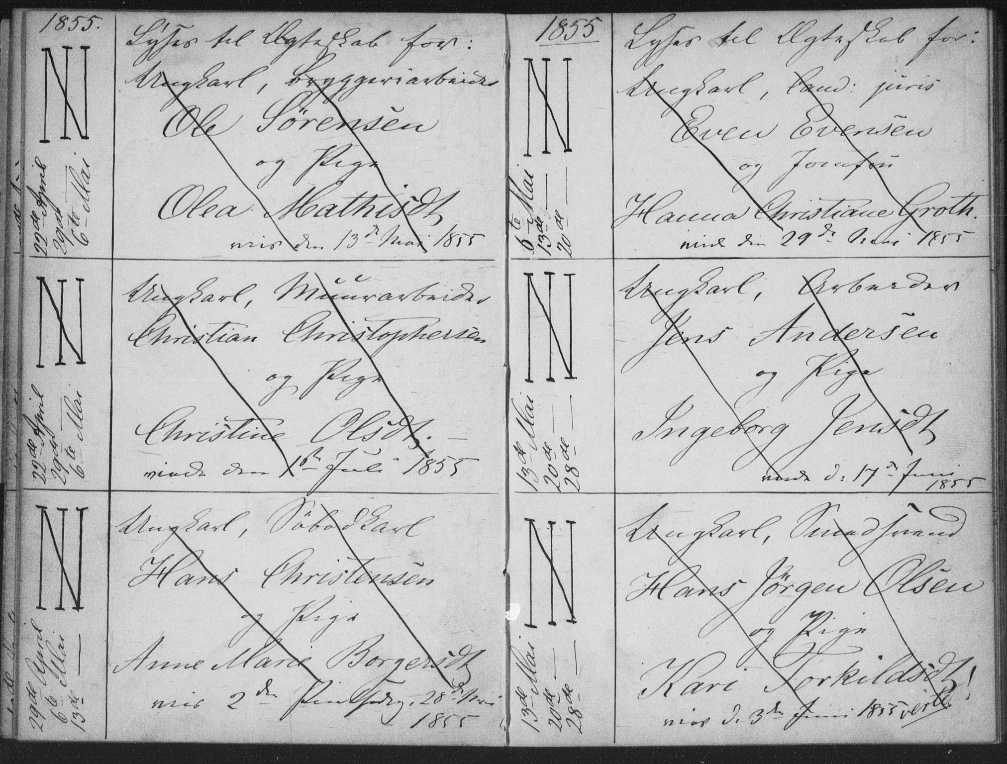 Bragernes kirkebøker, AV/SAKO-A-6/H/Ha/L0003: Banns register no. 3, 1854-1859