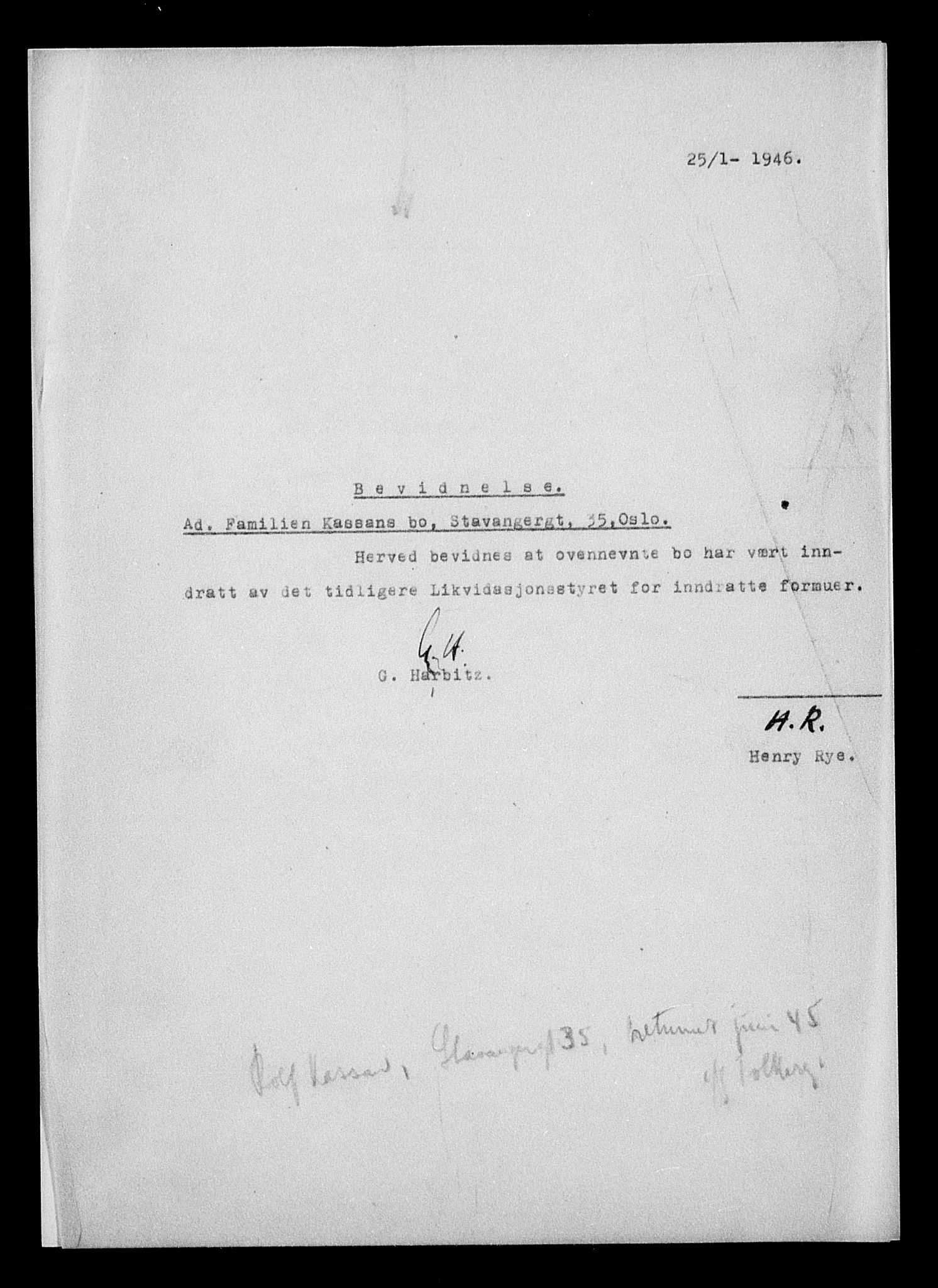 Justisdepartementet, Tilbakeføringskontoret for inndratte formuer, AV/RA-S-1564/H/Hc/Hcc/L0950: --, 1945-1947, p. 84