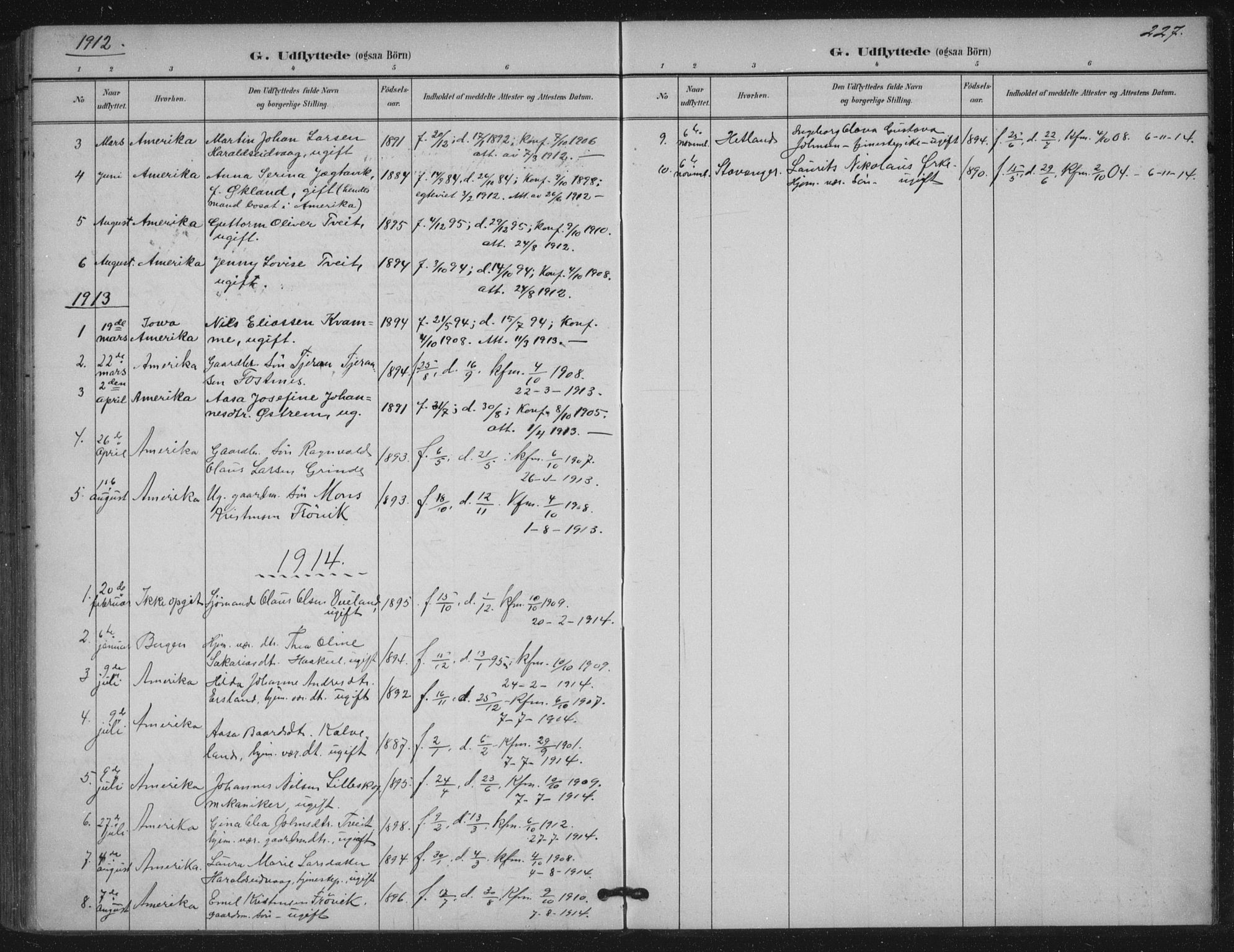 Skjold sokneprestkontor, AV/SAST-A-101847/H/Ha/Haa/L0011: Parish register (official) no. A 11, 1897-1914, p. 227