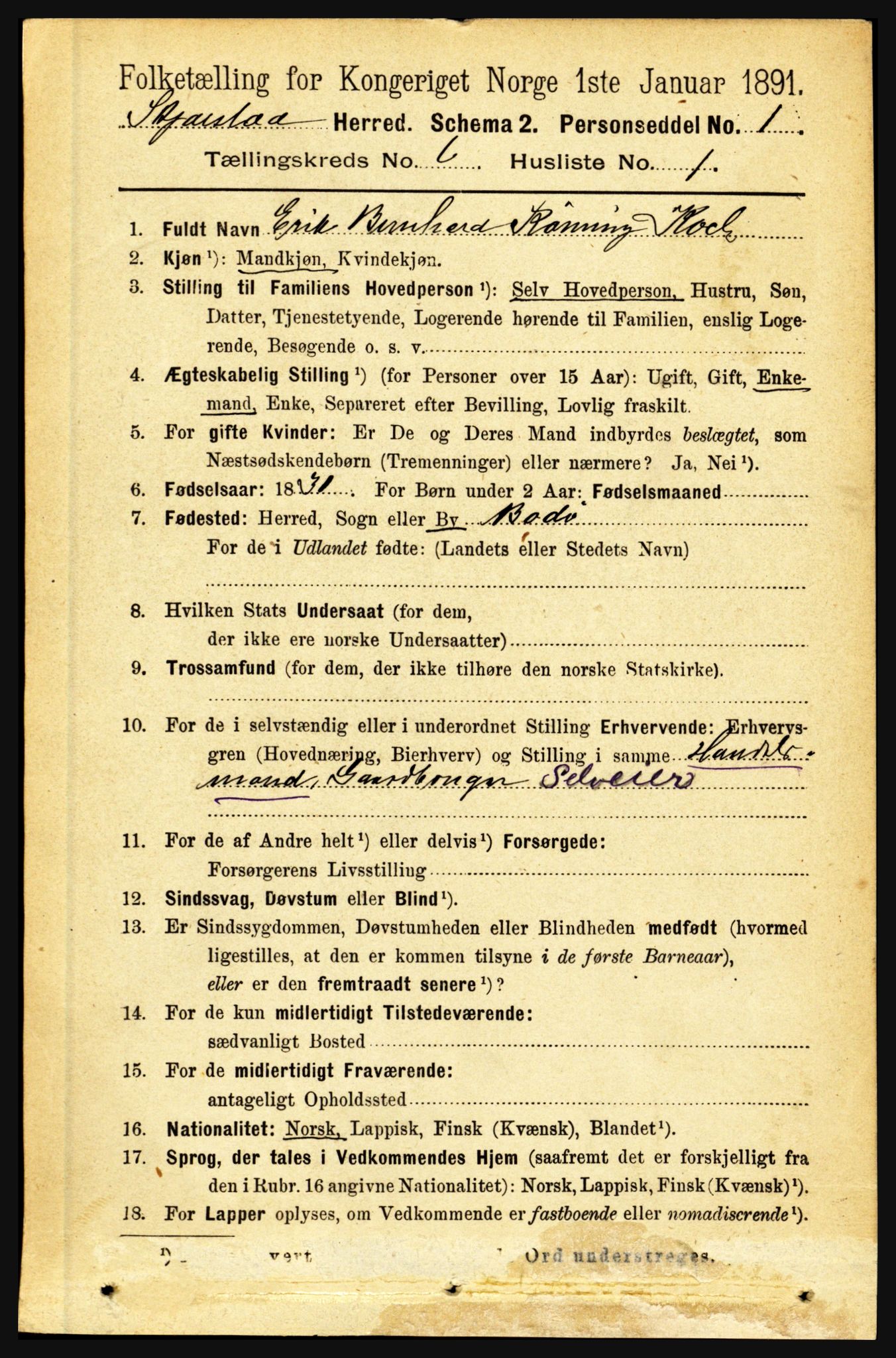 RA, 1891 census for 1842 Skjerstad, 1891, p. 1982