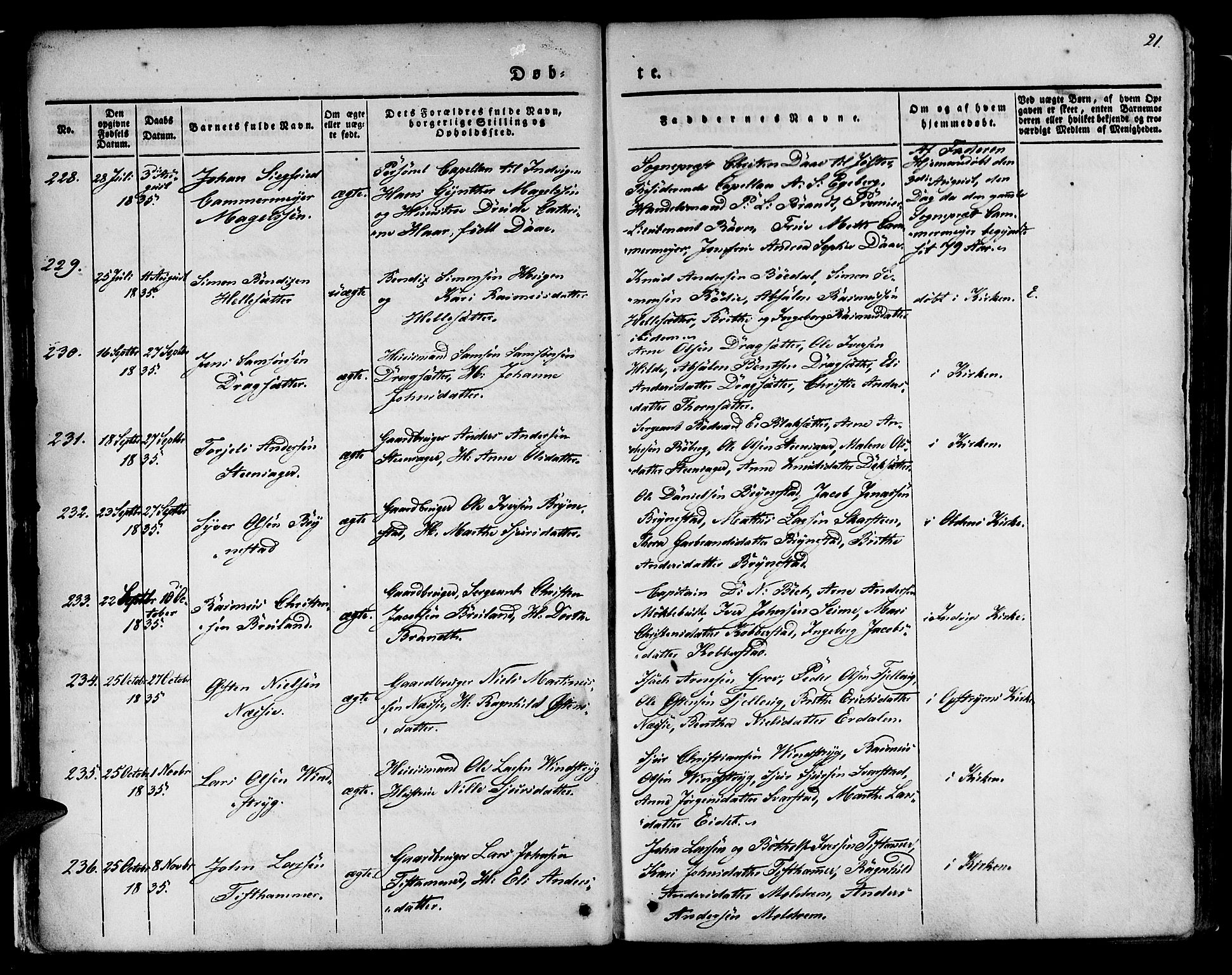 Innvik sokneprestembete, AV/SAB-A-80501: Parish register (official) no. A 4I, 1831-1846, p. 21