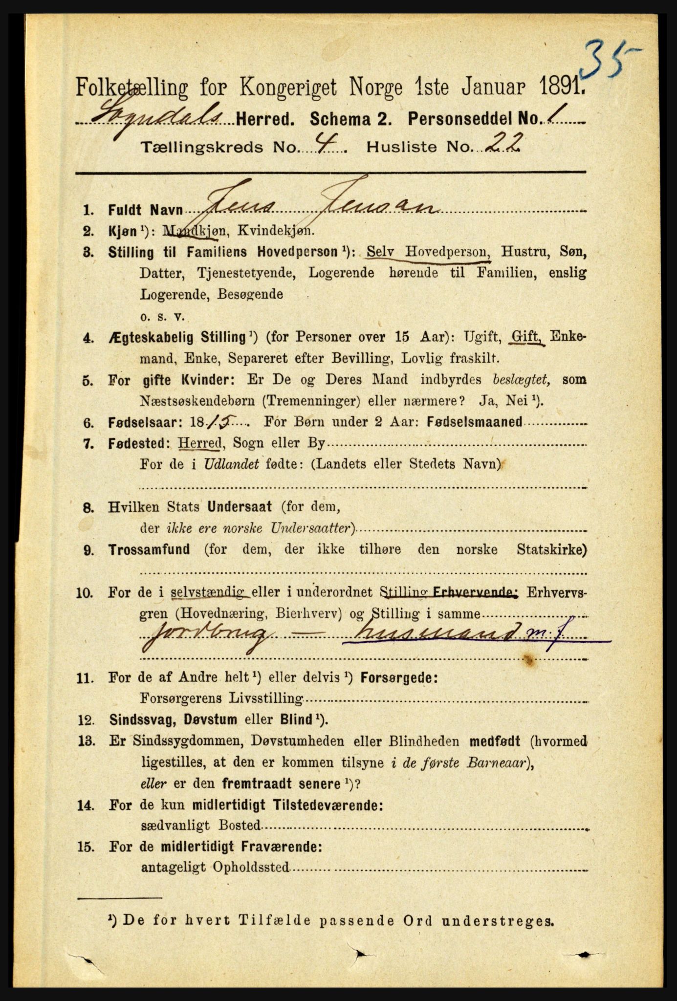 RA, 1891 census for 1420 Sogndal, 1891, p. 2024