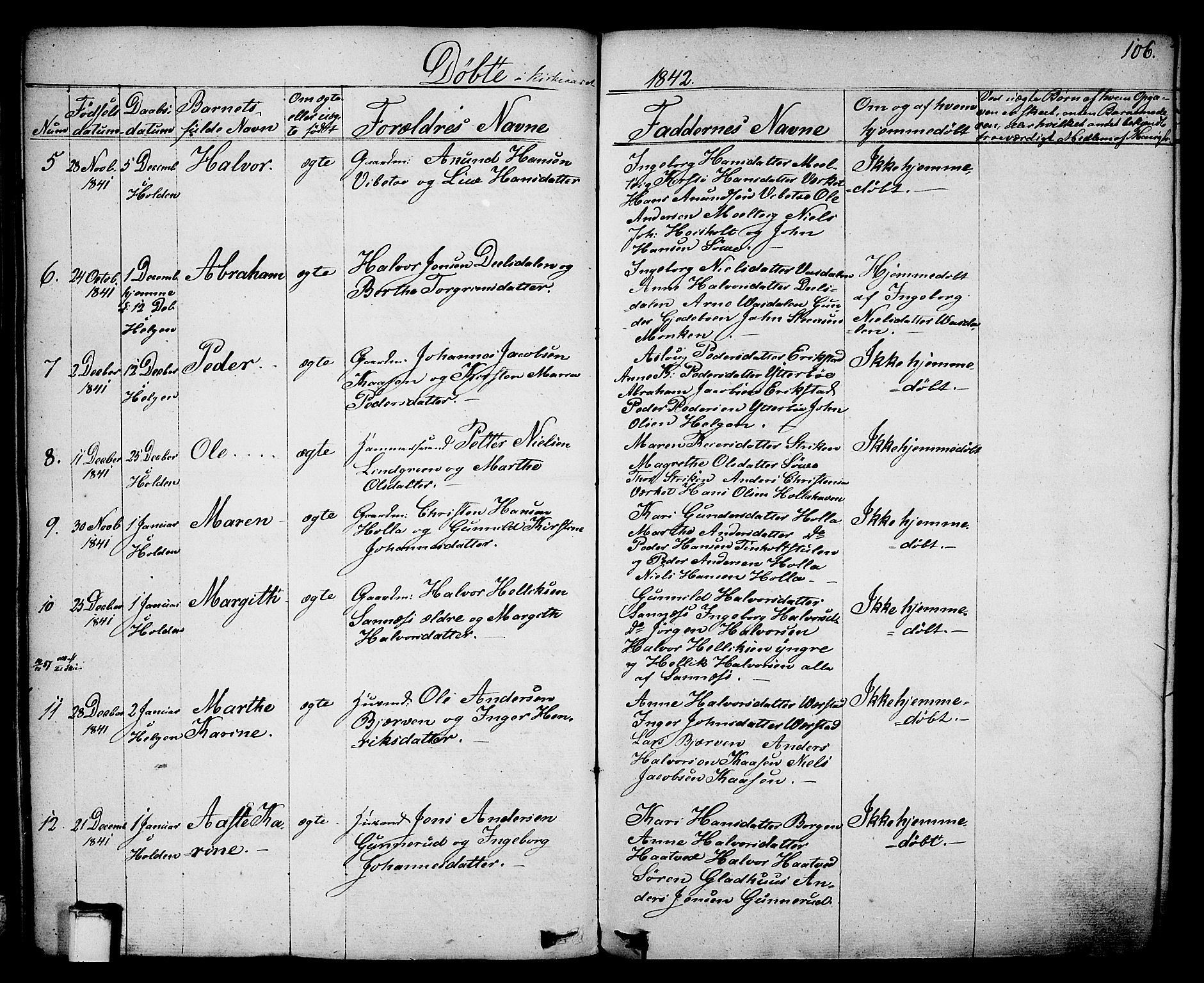 Holla kirkebøker, SAKO/A-272/F/Fa/L0004: Parish register (official) no. 4, 1830-1848, p. 106