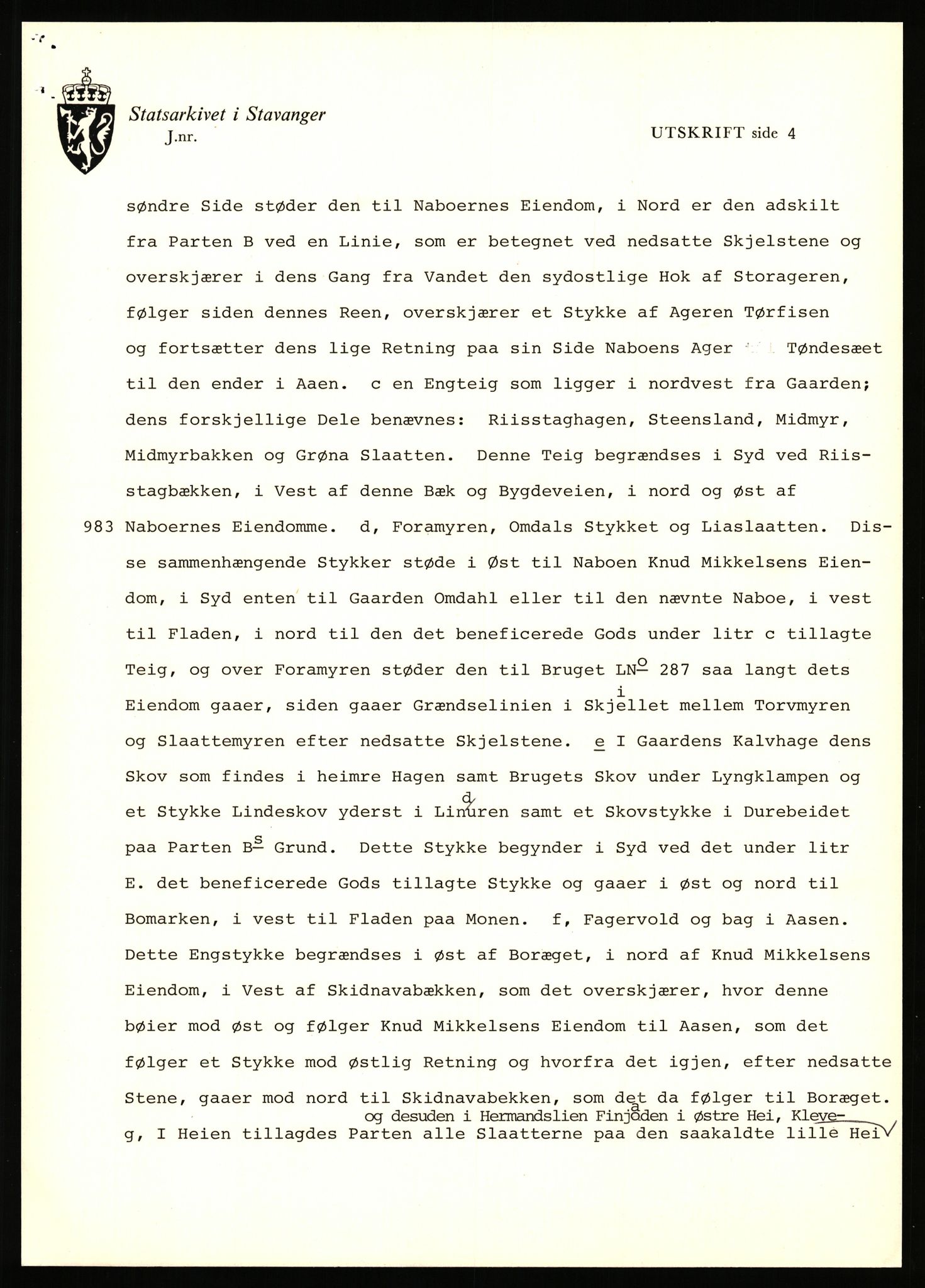 Statsarkivet i Stavanger, AV/SAST-A-101971/03/Y/Yj/L0090: Avskrifter sortert etter gårdsnavn: Tøtland - Underberge, 1750-1930, p. 201