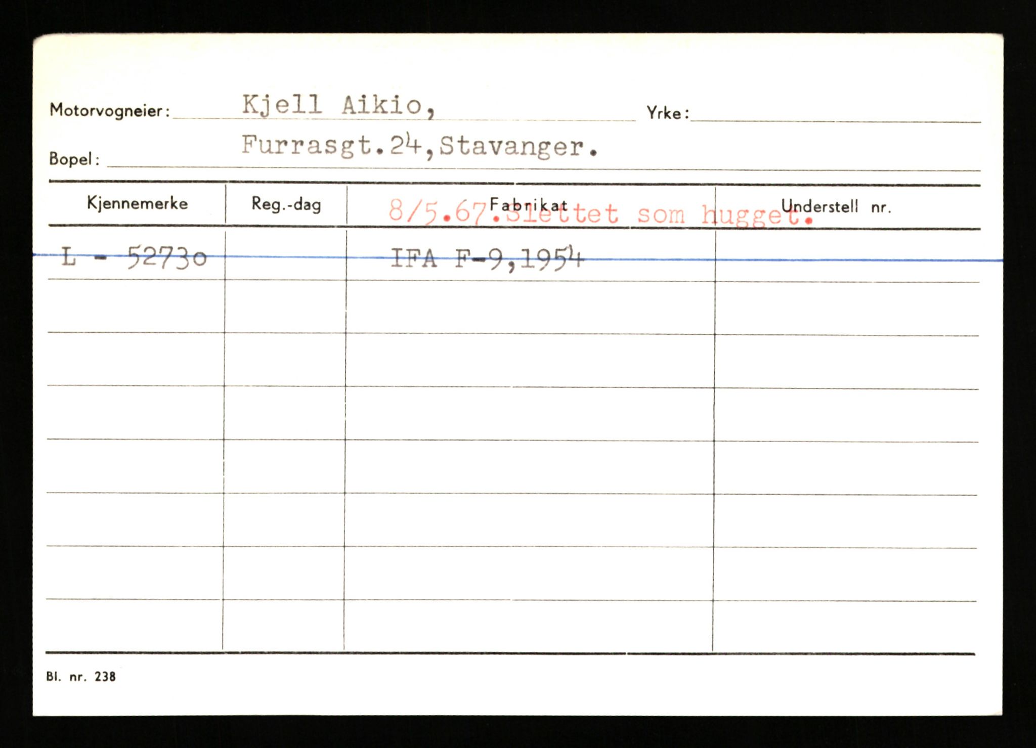 Stavanger trafikkstasjon, SAST/A-101942/0/H/L0001: Abarbanell - Askerud, 1930-1971, p. 235