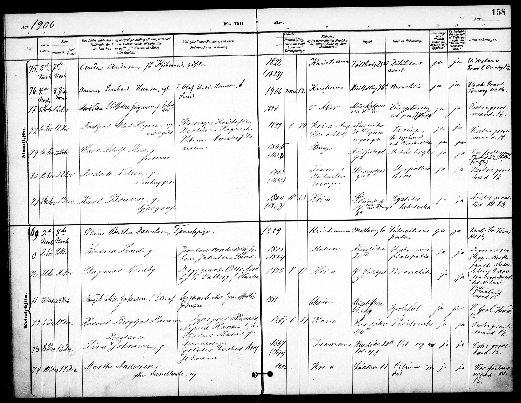 Johannes prestekontor Kirkebøker, SAO/A-10852/F/Fa/L0008: Parish register (official) no. 8, 1897-1917, p. 158