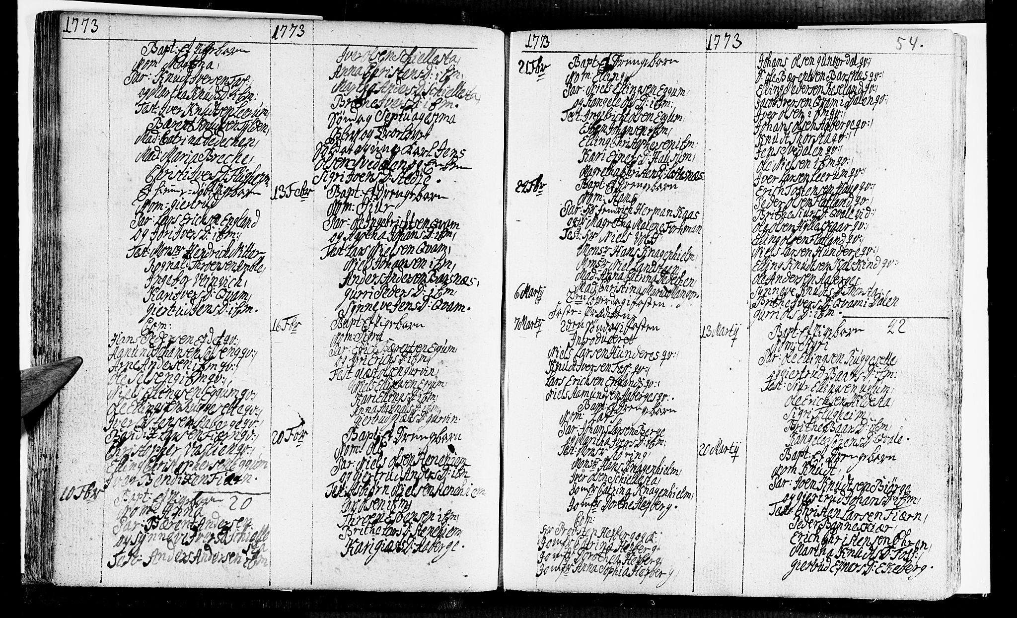 Sogndal sokneprestembete, SAB/A-81301/H/Haa/Haaa/L0005: Parish register (official) no. A 5, 1768-1782, p. 54