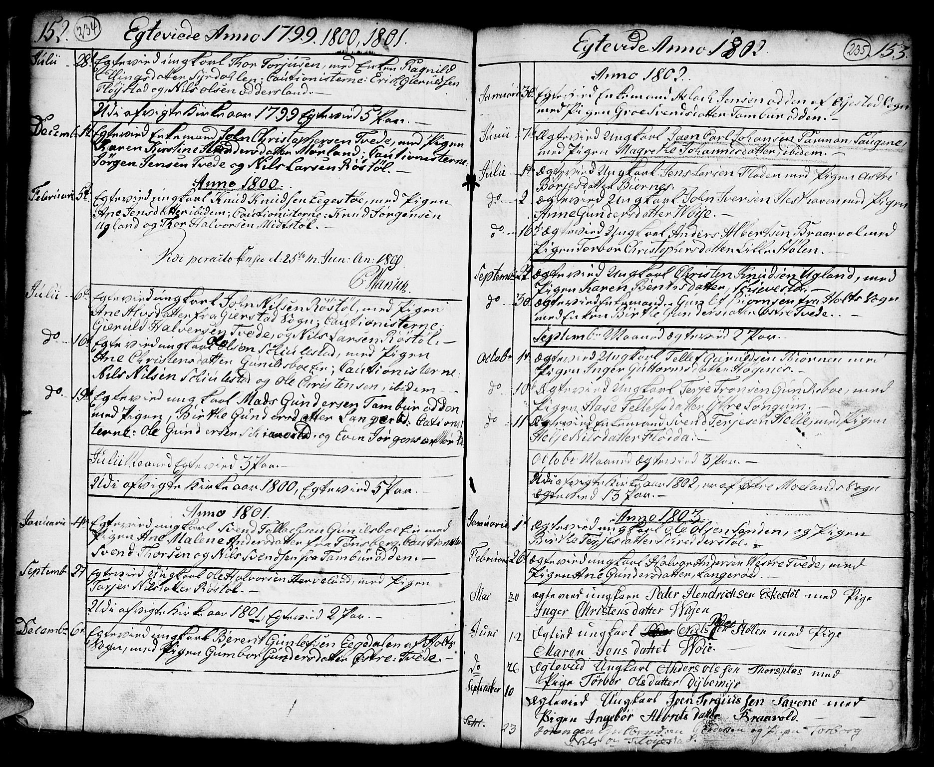 Austre Moland sokneprestkontor, AV/SAK-1111-0001/F/Fa/Faa/L0002: Parish register (official) no. A 2, 1747-1808, p. 234-235