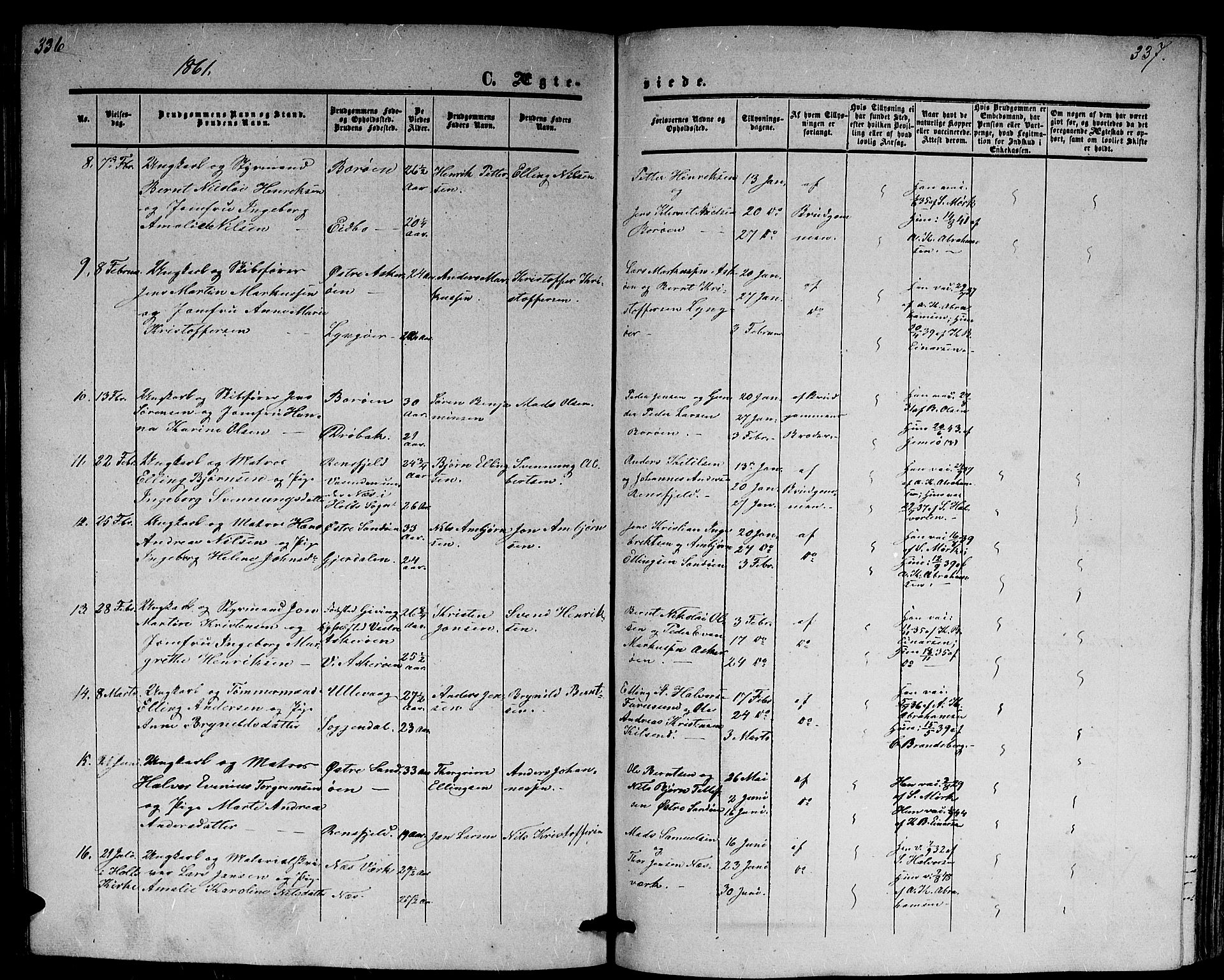 Dypvåg sokneprestkontor, AV/SAK-1111-0007/F/Fb/Fba/L0011: Parish register (copy) no. B 11, 1857-1872, p. 336-337