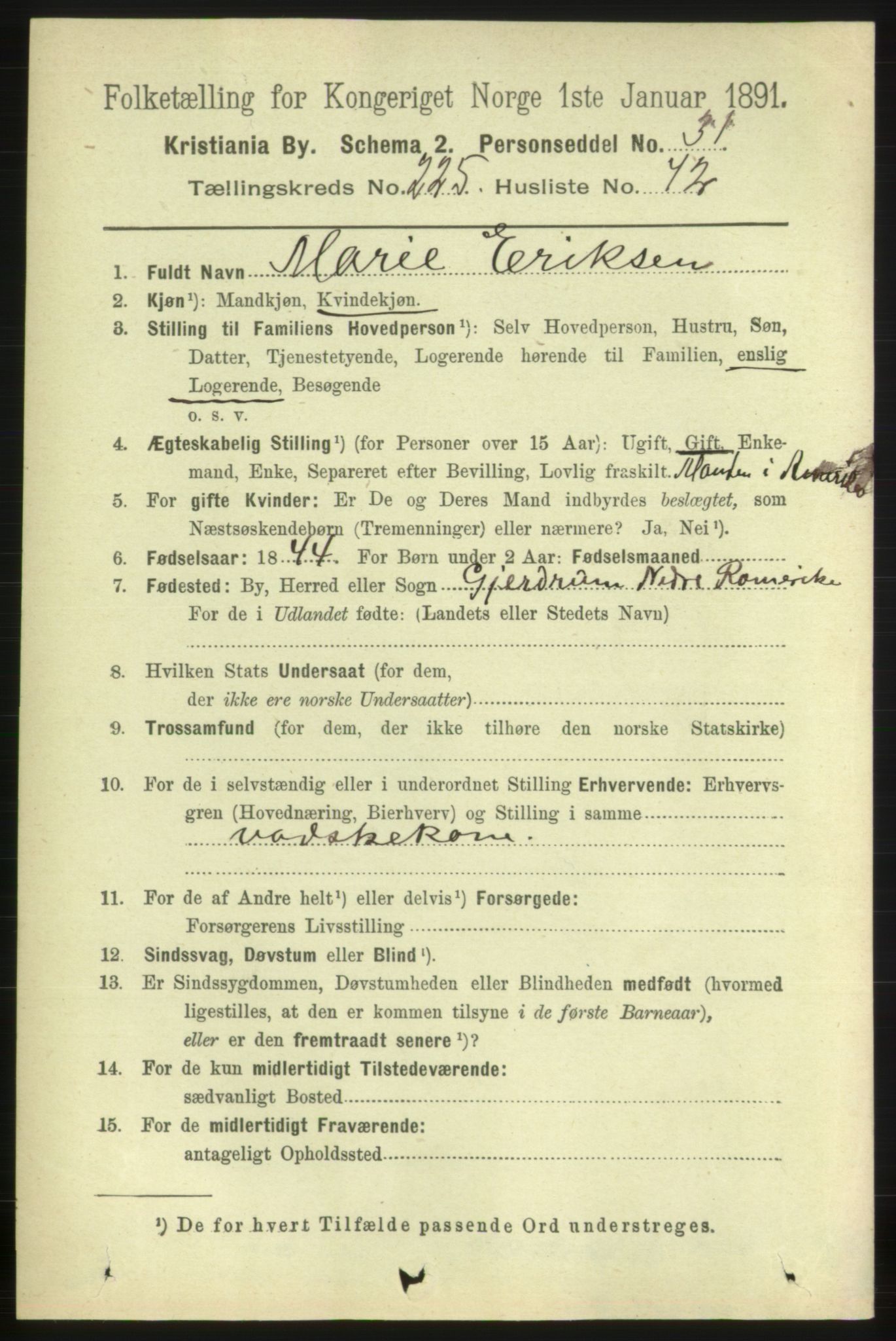 RA, 1891 census for 0301 Kristiania, 1891, p. 137375