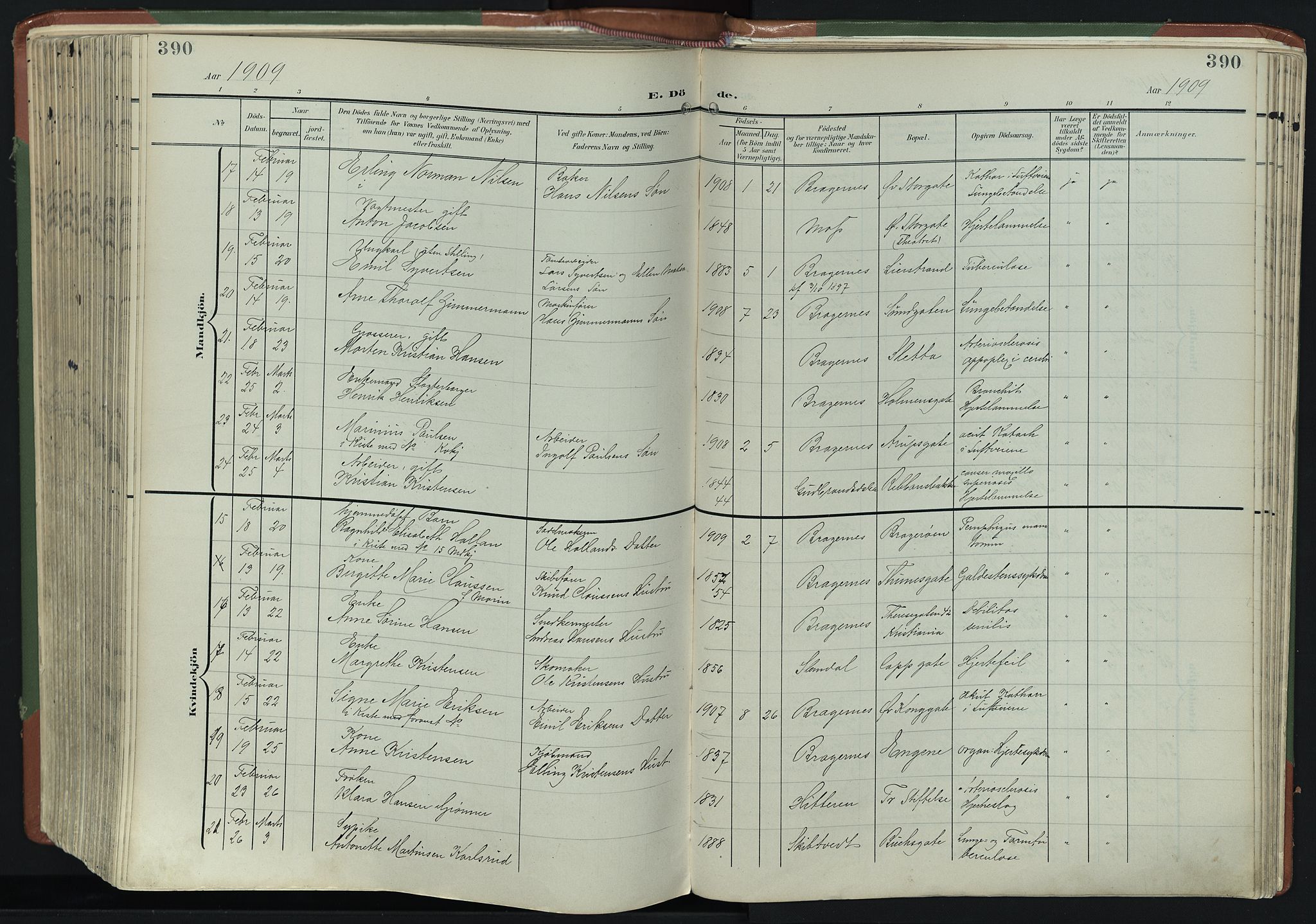 Bragernes kirkebøker, AV/SAKO-A-6/F/Fb/L0009: Parish register (official) no. II 9, 1902-1911, p. 390