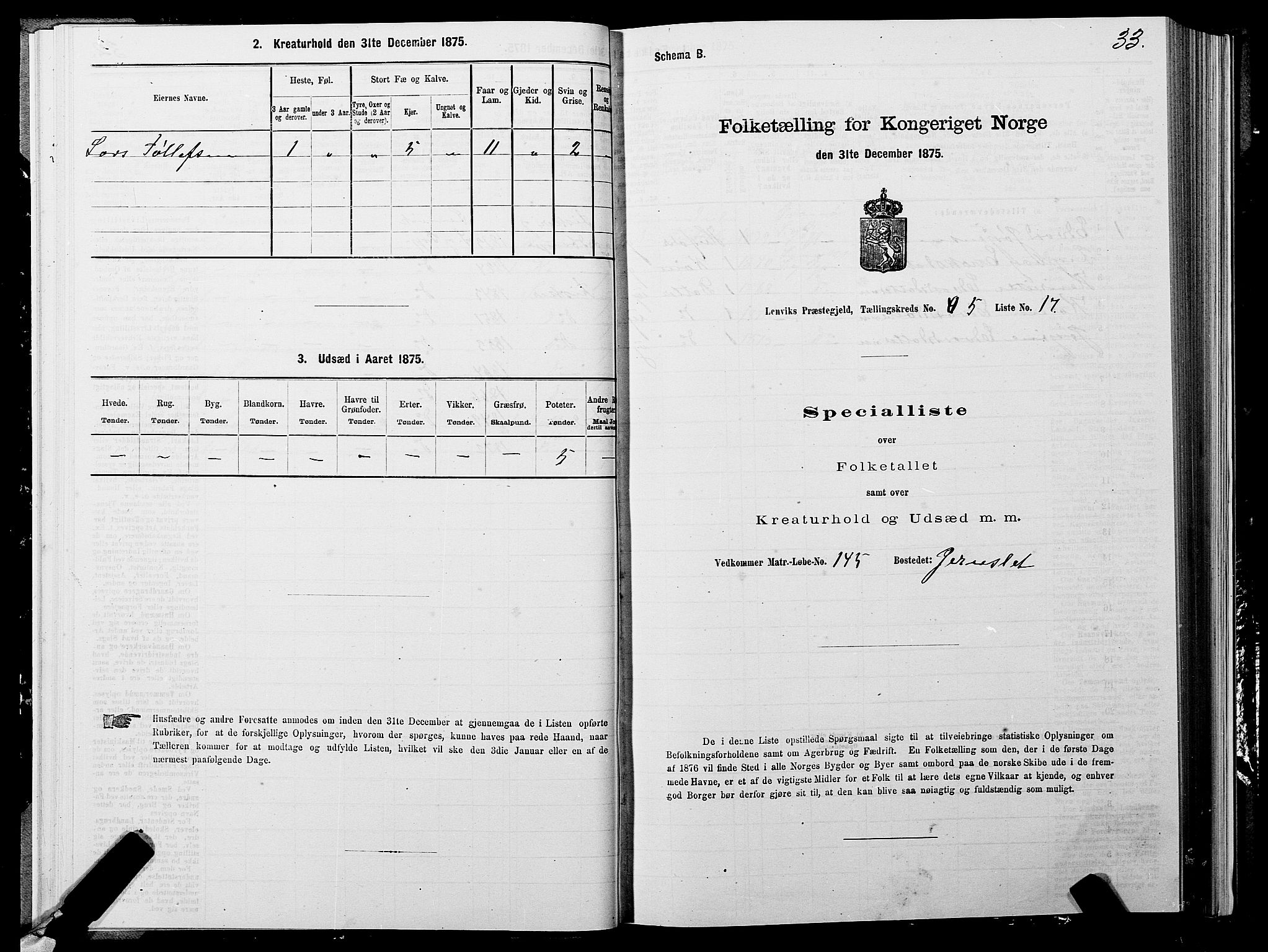 SATØ, 1875 census for 1931P Lenvik, 1875, p. 3033