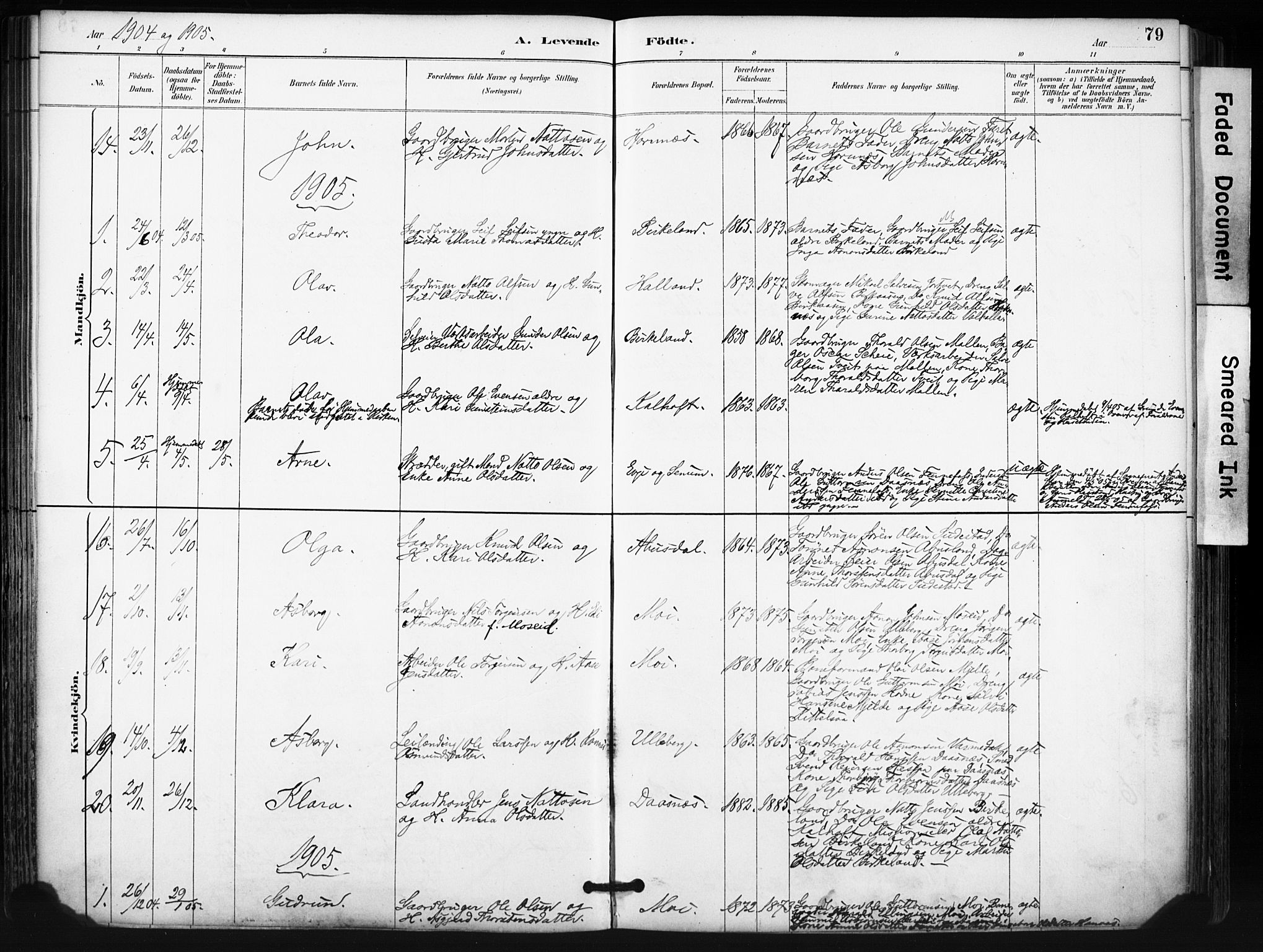 Evje sokneprestkontor, AV/SAK-1111-0008/F/Fa/Fab/L0003: Parish register (official) no. A 3, 1884-1909, p. 79
