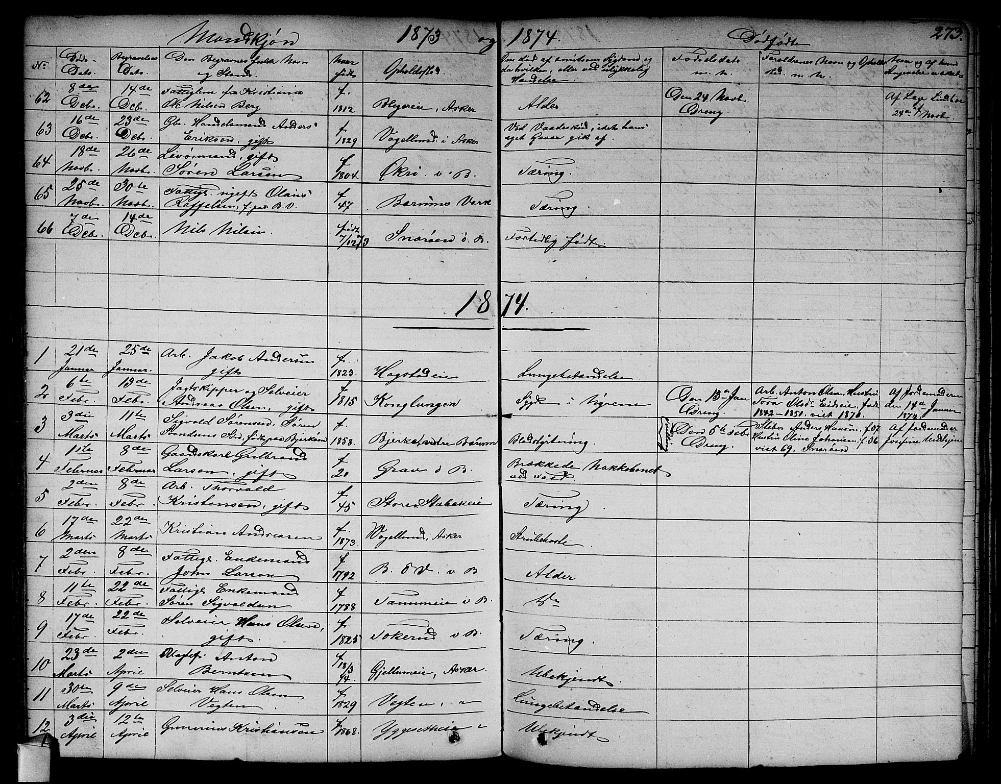 Asker prestekontor Kirkebøker, SAO/A-10256a/F/Fa/L0011: Parish register (official) no. I 11, 1825-1878, p. 273