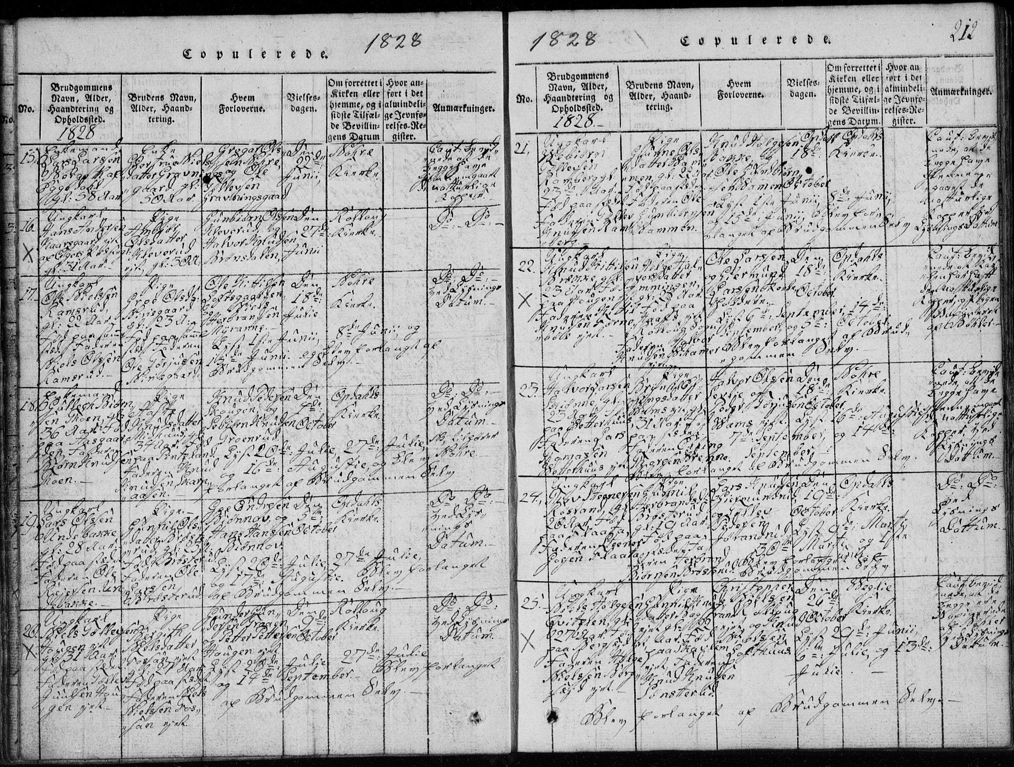 Rollag kirkebøker, AV/SAKO-A-240/G/Ga/L0001: Parish register (copy) no. I 1, 1814-1831, p. 212