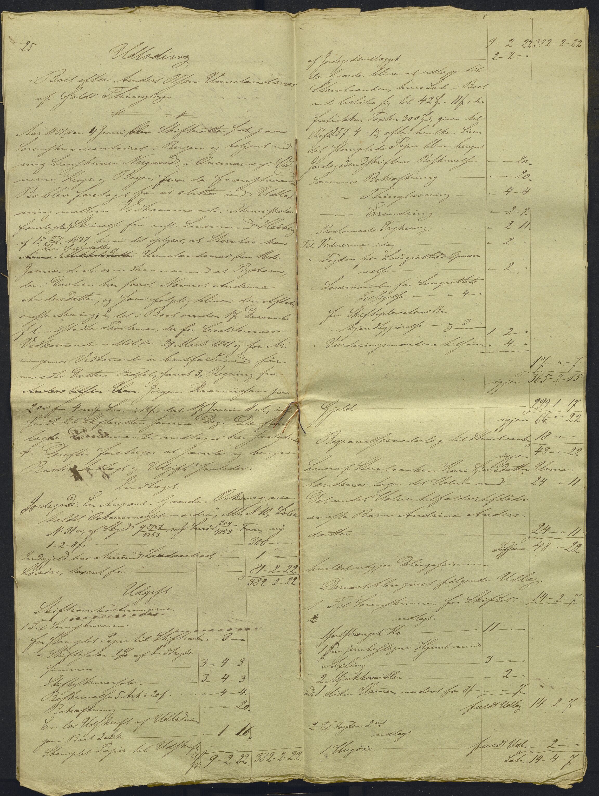 Nordhordland sorenskrivar, AV/SAB-A-2901/1/H/Hd/Hdb/L0001: Konsept til utlodningar, 1850-1852, p. 324